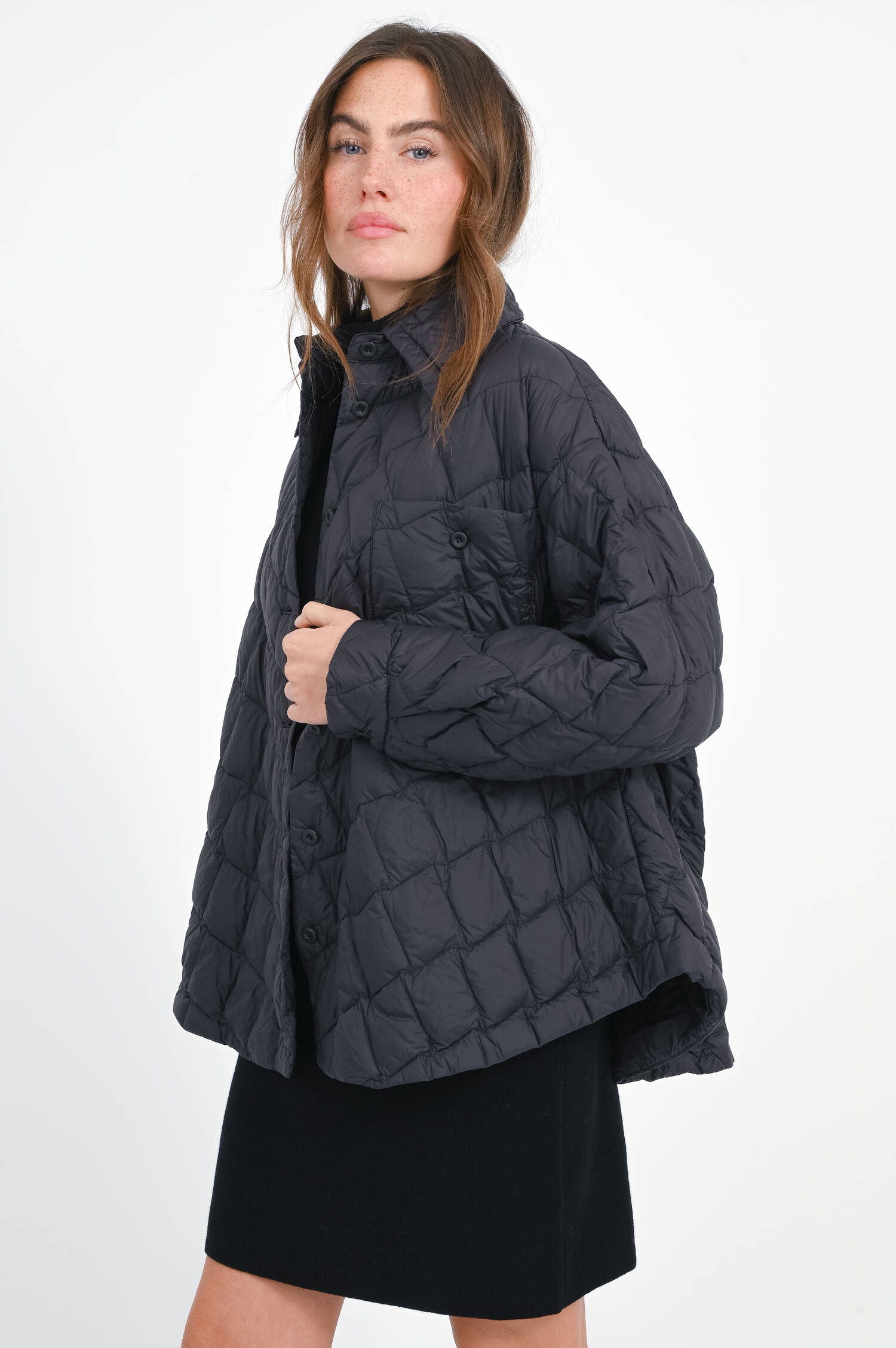 Daunenjacke mit Stepp-Optik in Black
