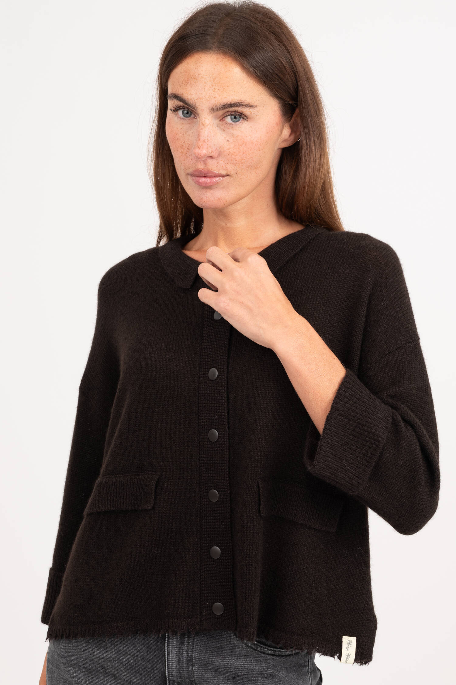 Strickweste aus Cash-Mix in Dunkelbraun Strickweste aus Cash-Mix in Dunkelbraun
