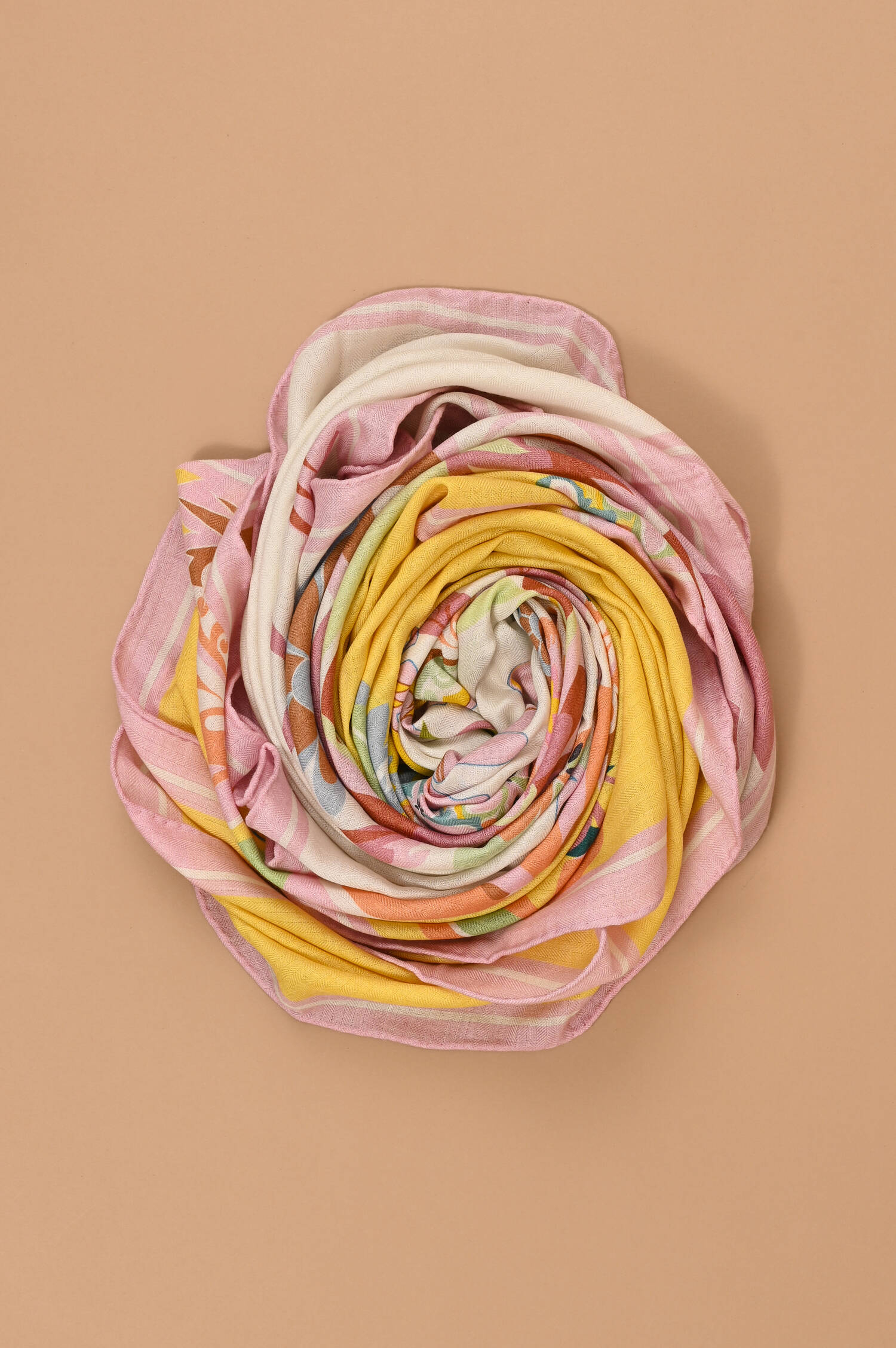 Cashmere-Seiden Tuch in Yolk Pastel Multicolor