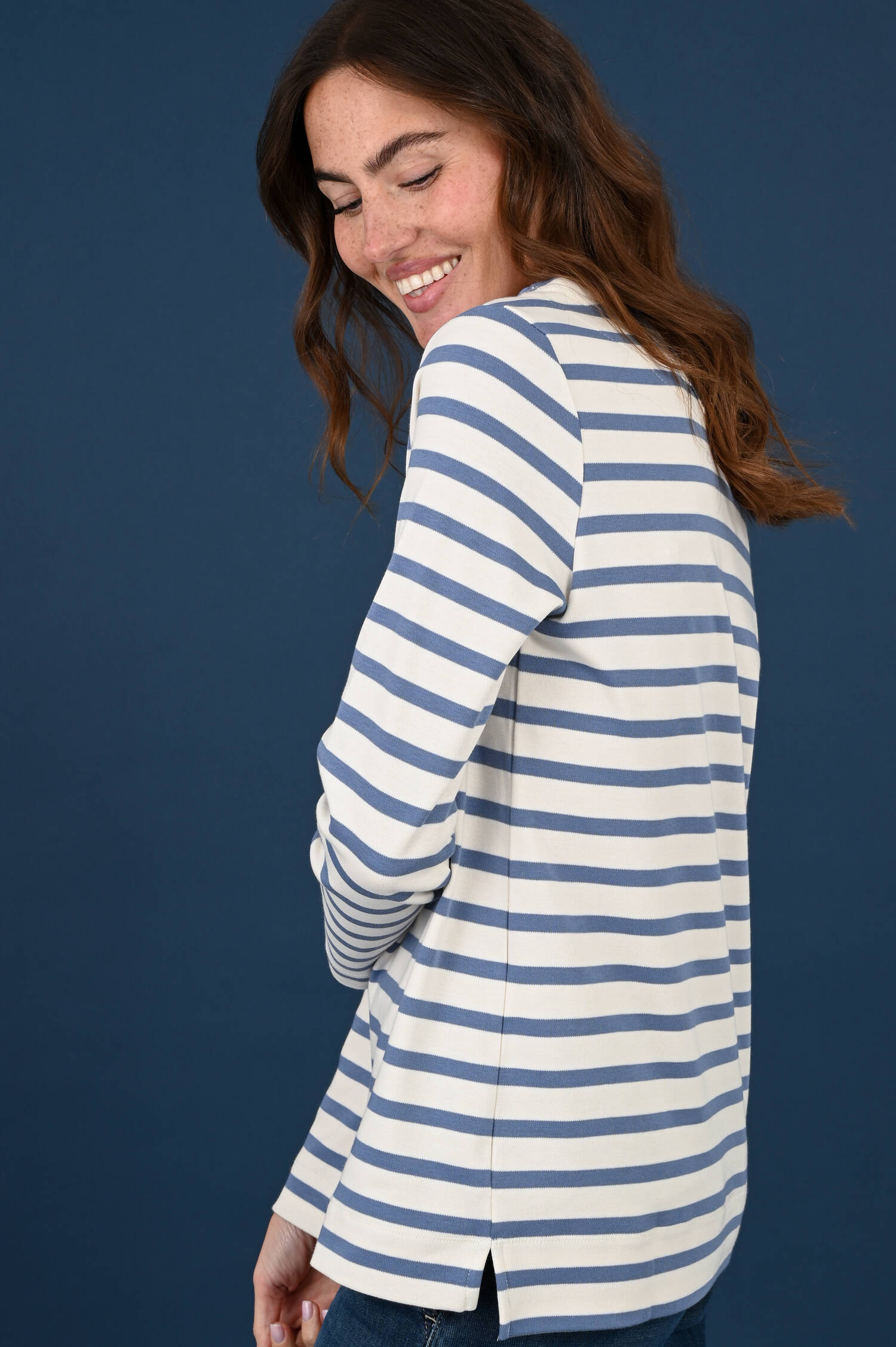 Langarm Ringel T-Shirt in Blau/Weiß Langarm Ringel T-Shirt in Blau/Weiß