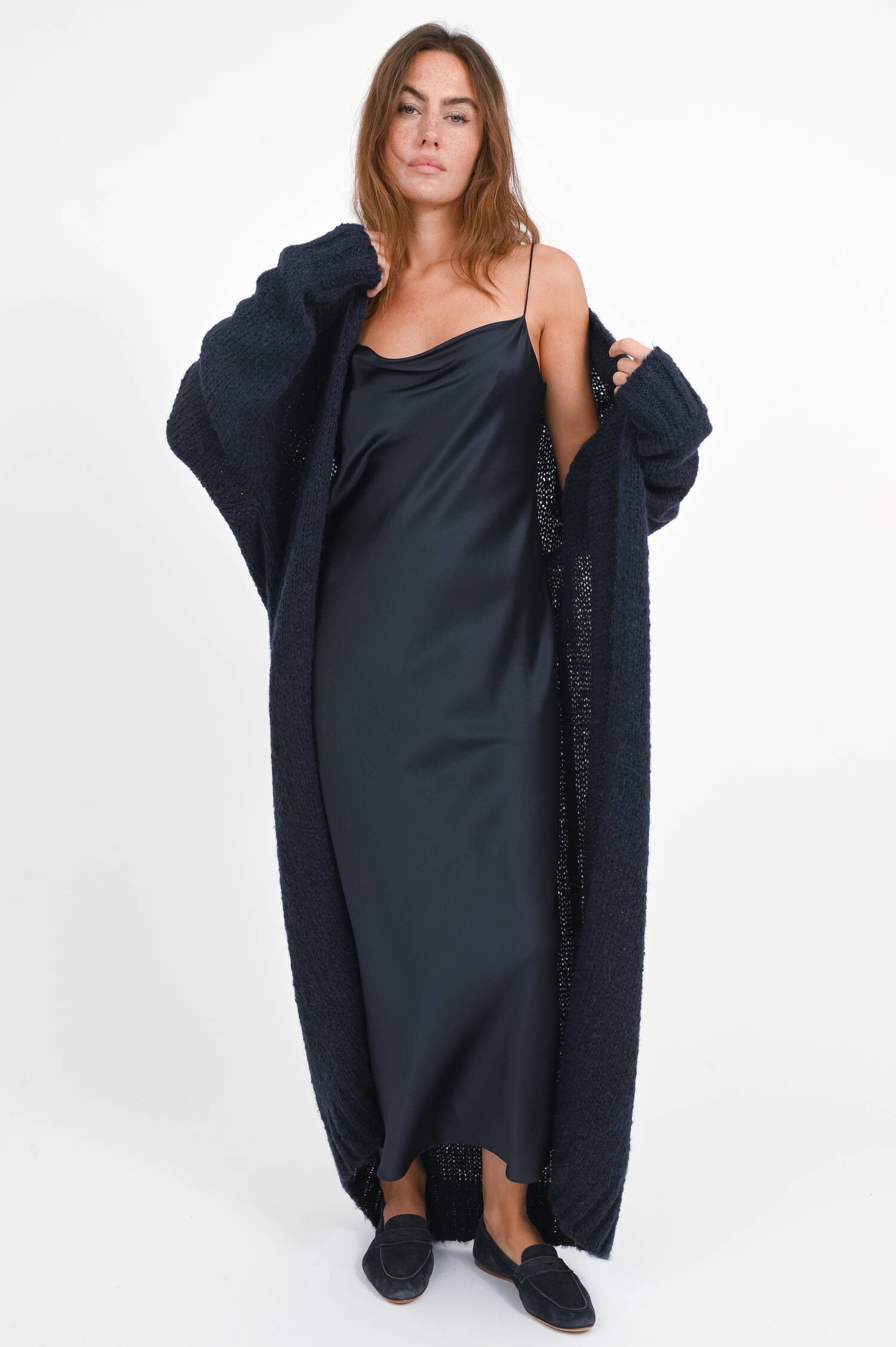 Maxi Strickjacke in Blue Parisien