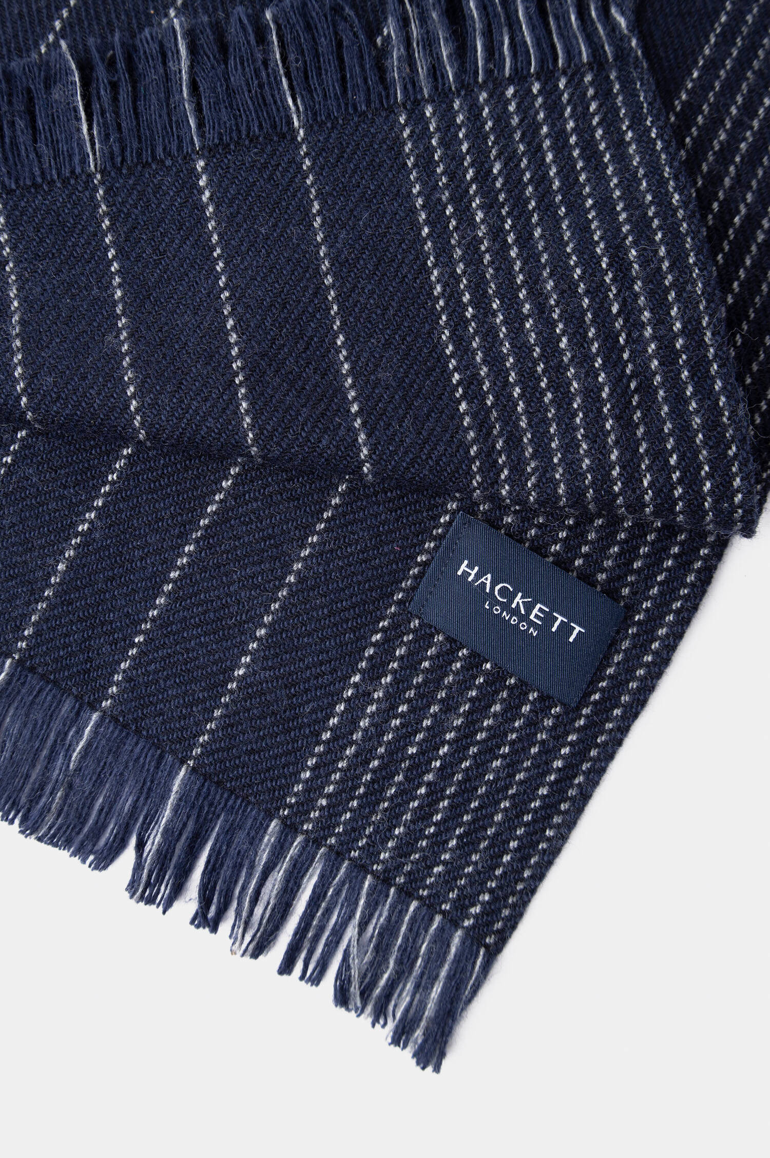Gestreifter Baumwollmix Schal in Navy