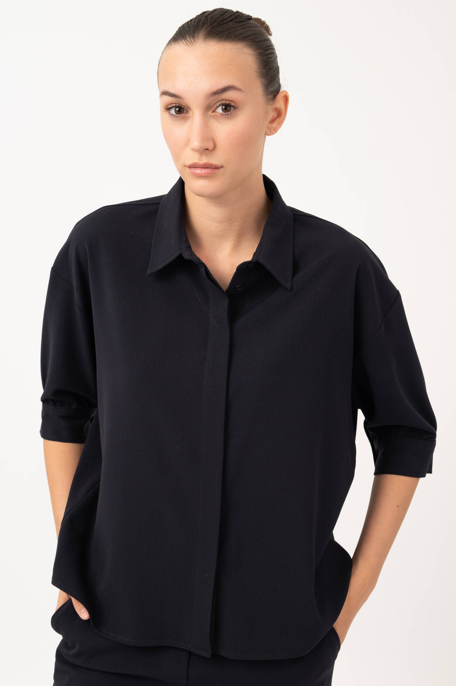 Dreiviertelarm-Bluse in Navy