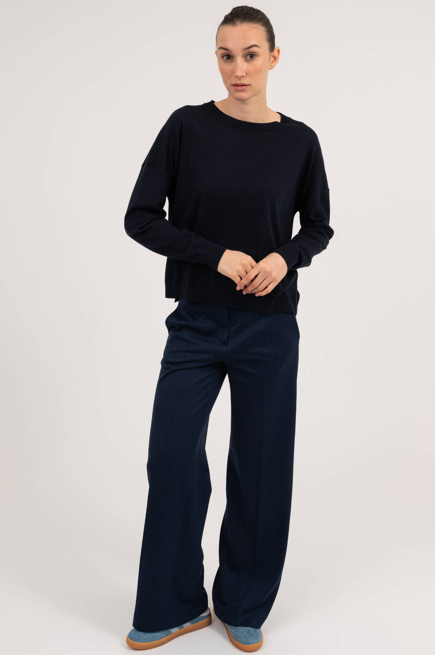 Pullover aus Leinen-Mix in Navy