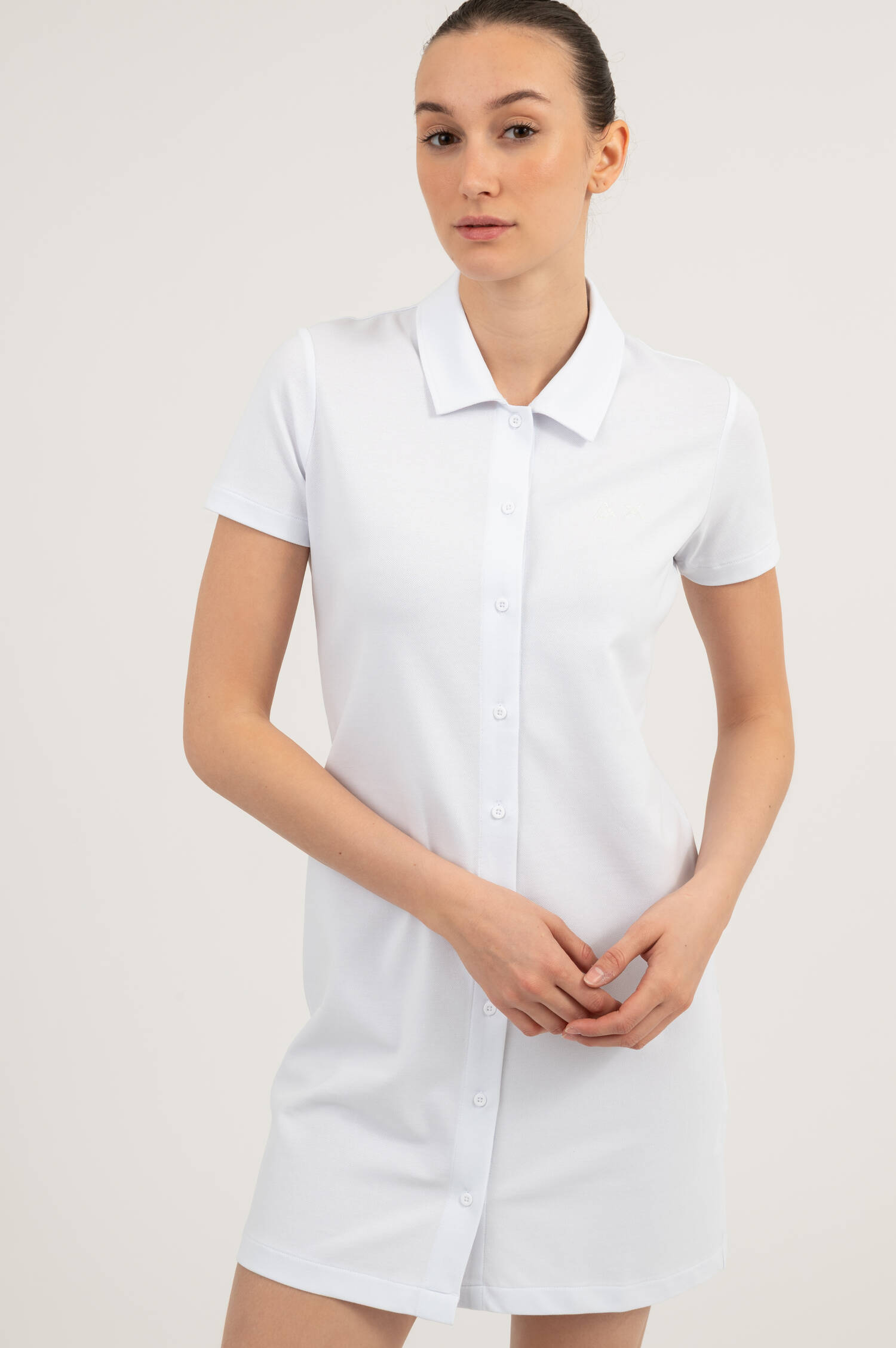 Pique Kleid in Weiß