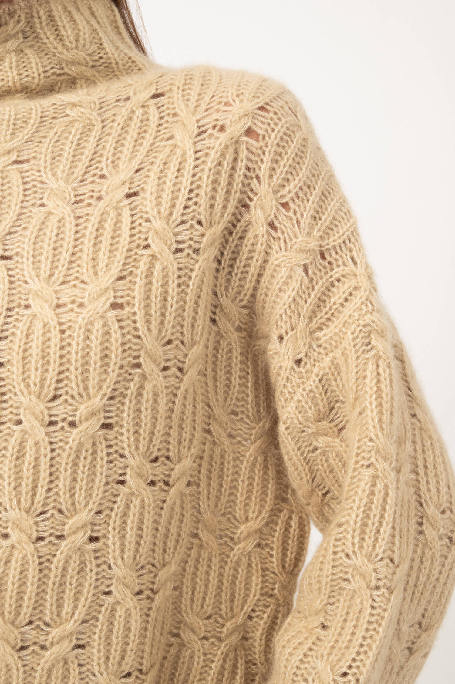 Cashmere-Mix-Zopfstrick-Pullover in Beige Cashmere-Mix-Zopfstrick-Pullover in Beige