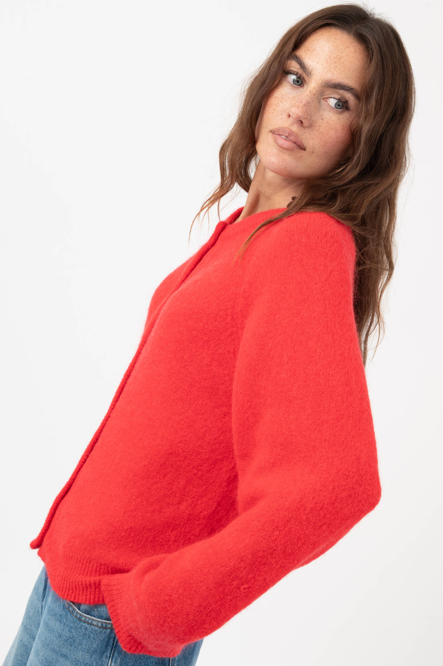 Alapaka-Mix Cardigan in Rot