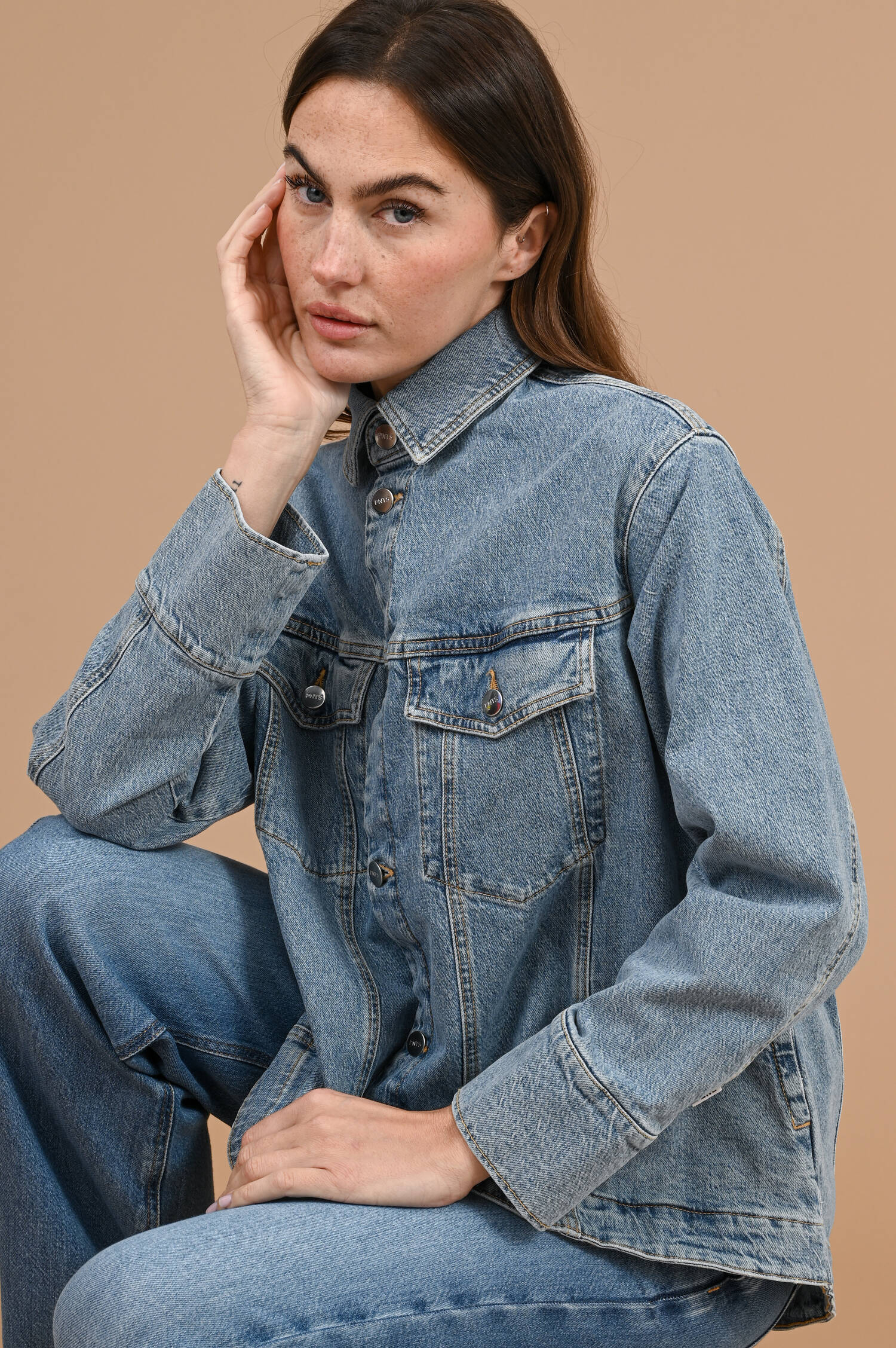 Denim Jacke THE SUIT UP in Sky Faded Blau