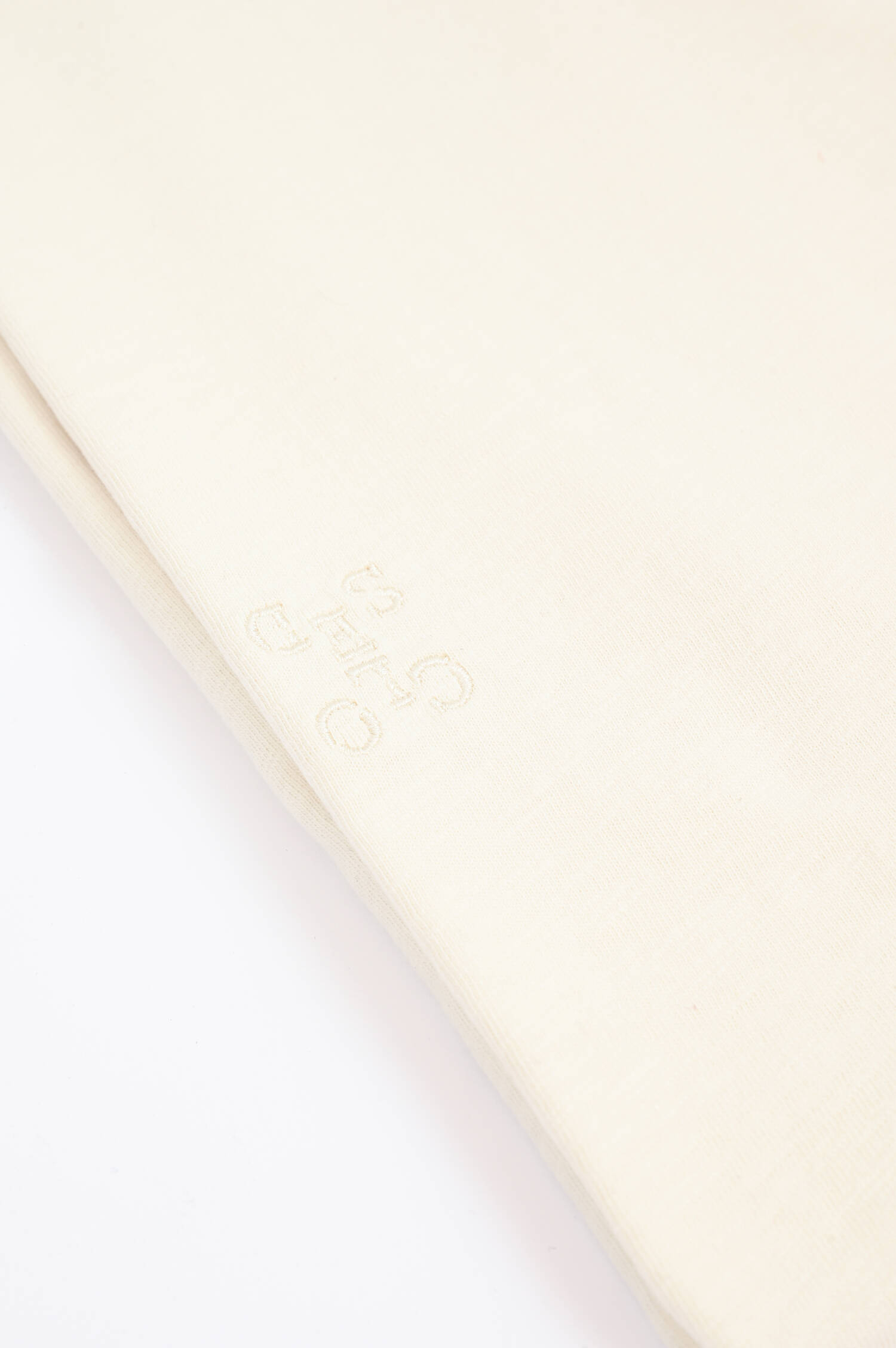 T-Shirt mit Logo-Stickerei in Creme