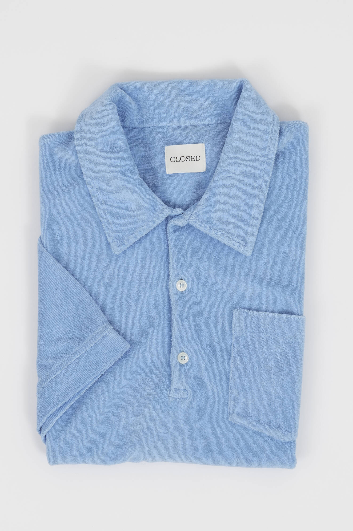 Frottee Poloshirt in Hellblau