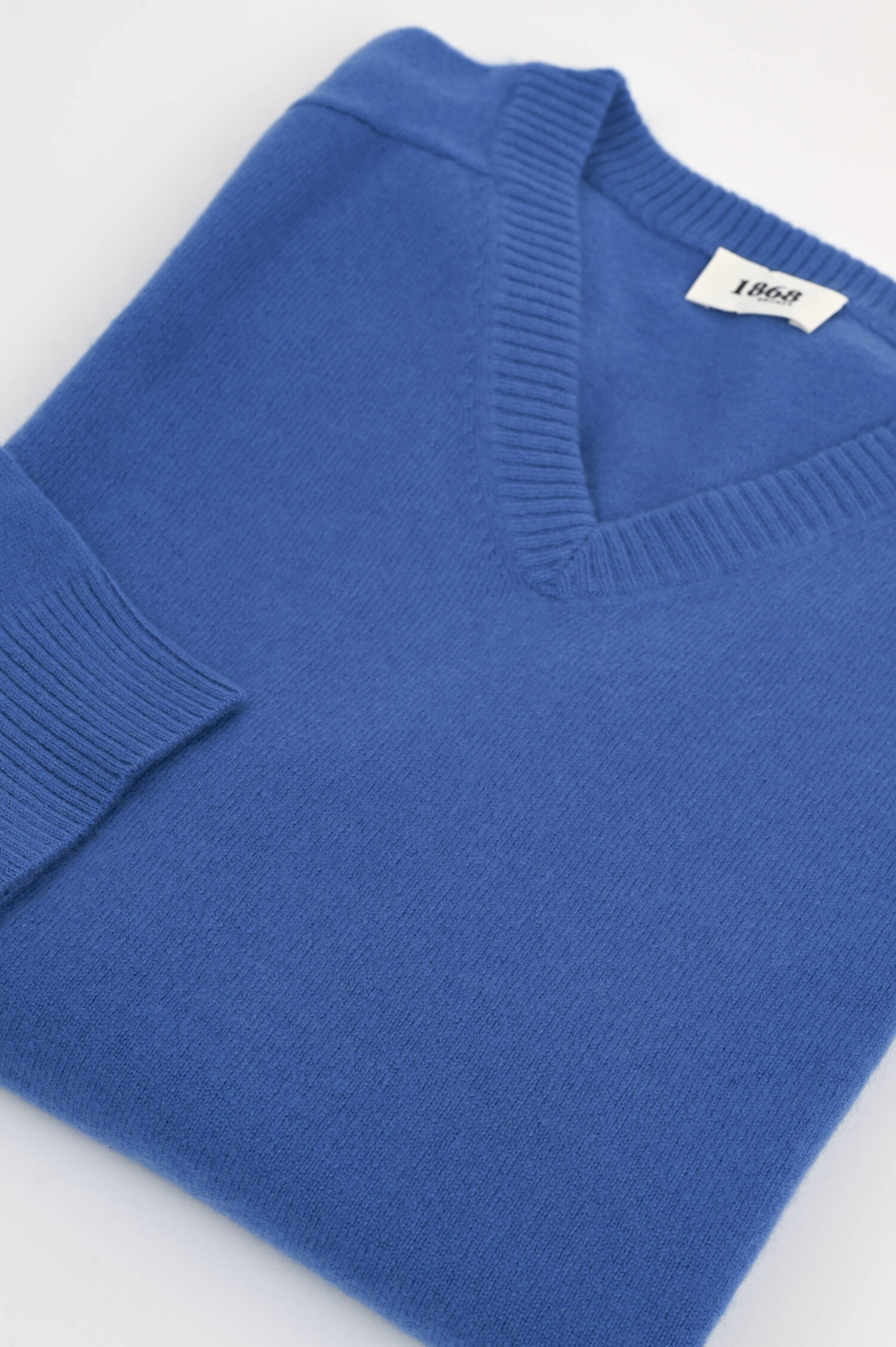 Cashmere V-Neck Pullover in Brilliantblau