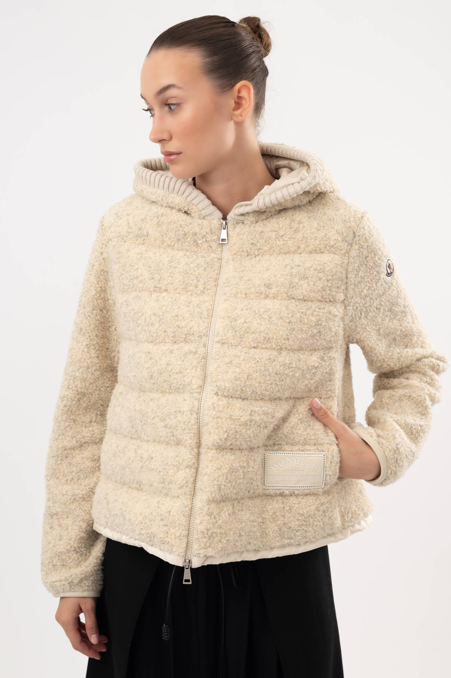 Gesteppte-Teddyjacke in Beige meliert Gesteppte-Teddyjacke in Beige meliert