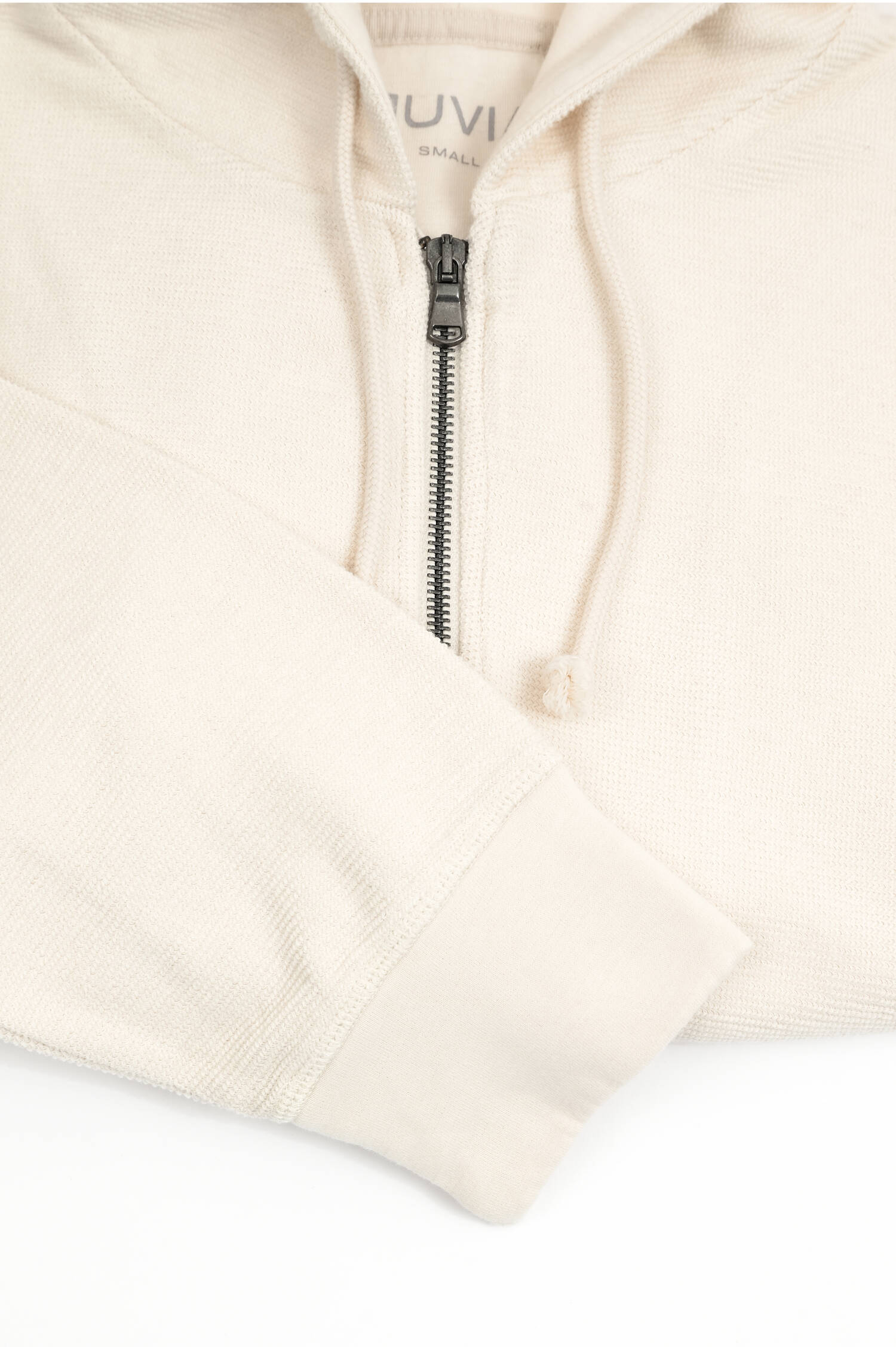 Curly-Sweatshirtjacke in Creme
