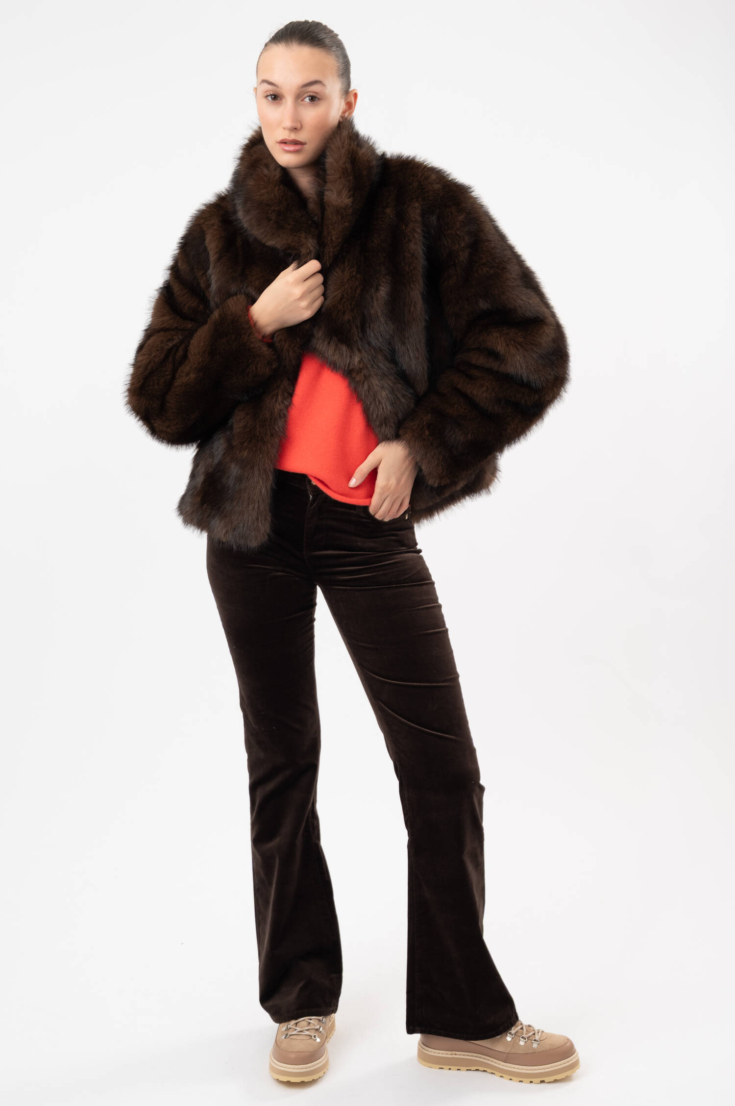 Faux-Fur-Jacke JOLEE in Dunkelbraun