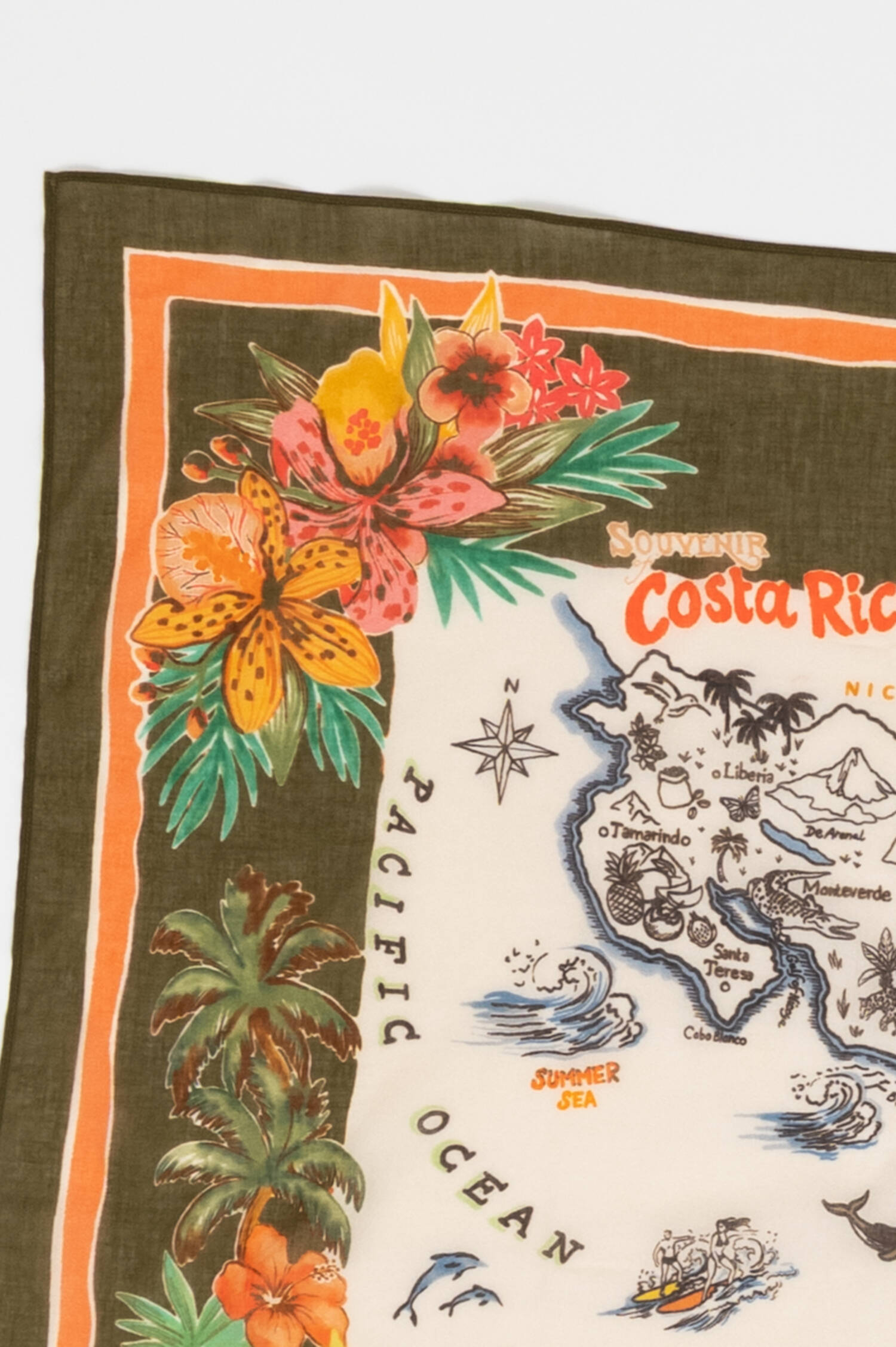 Gemustertes Tuch COSTA RICA in Olivgrün