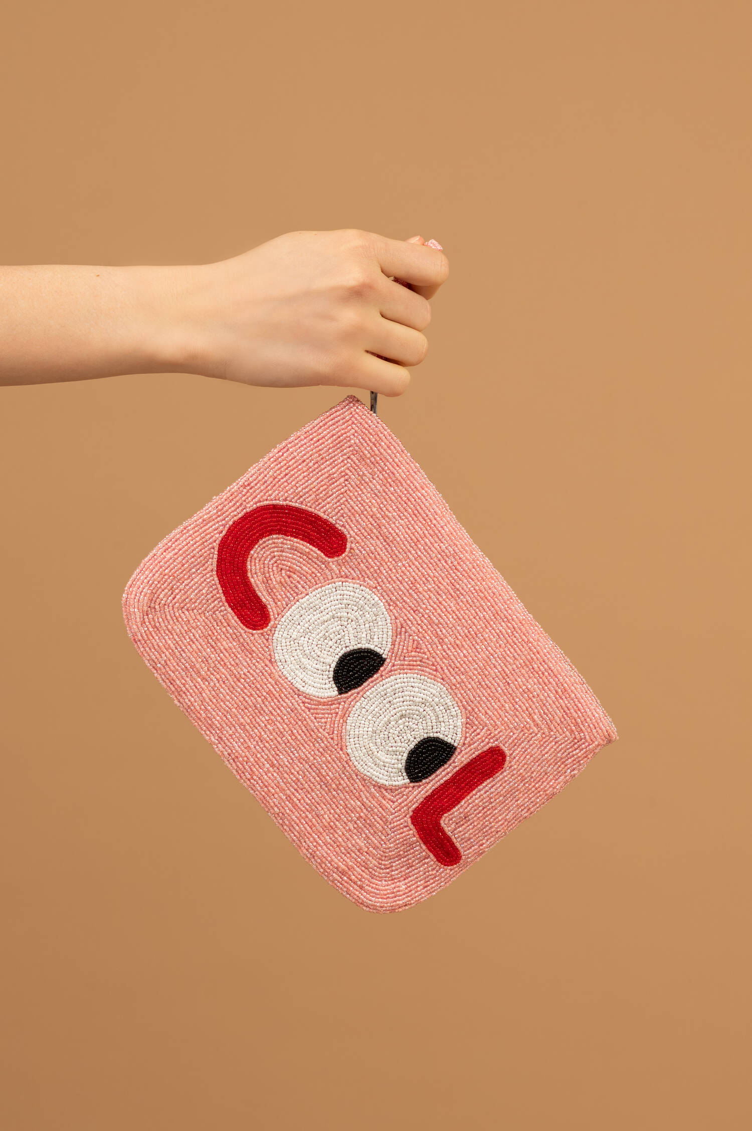 Perlen Clutch COOL in Rosa/Rot