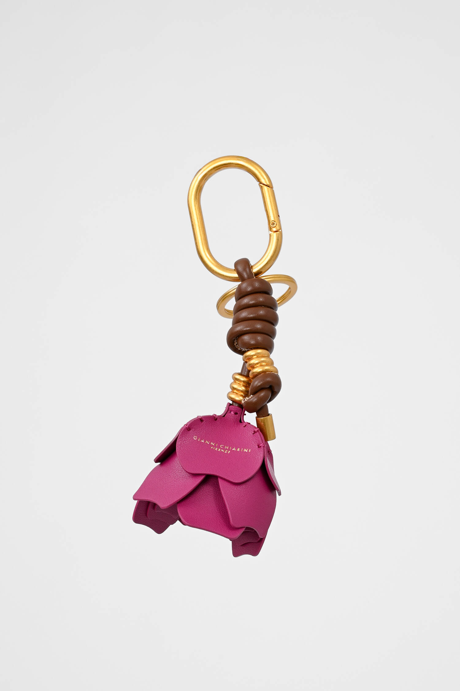 Schlüsselanhänger ROSE mit Leder-Details in Pink