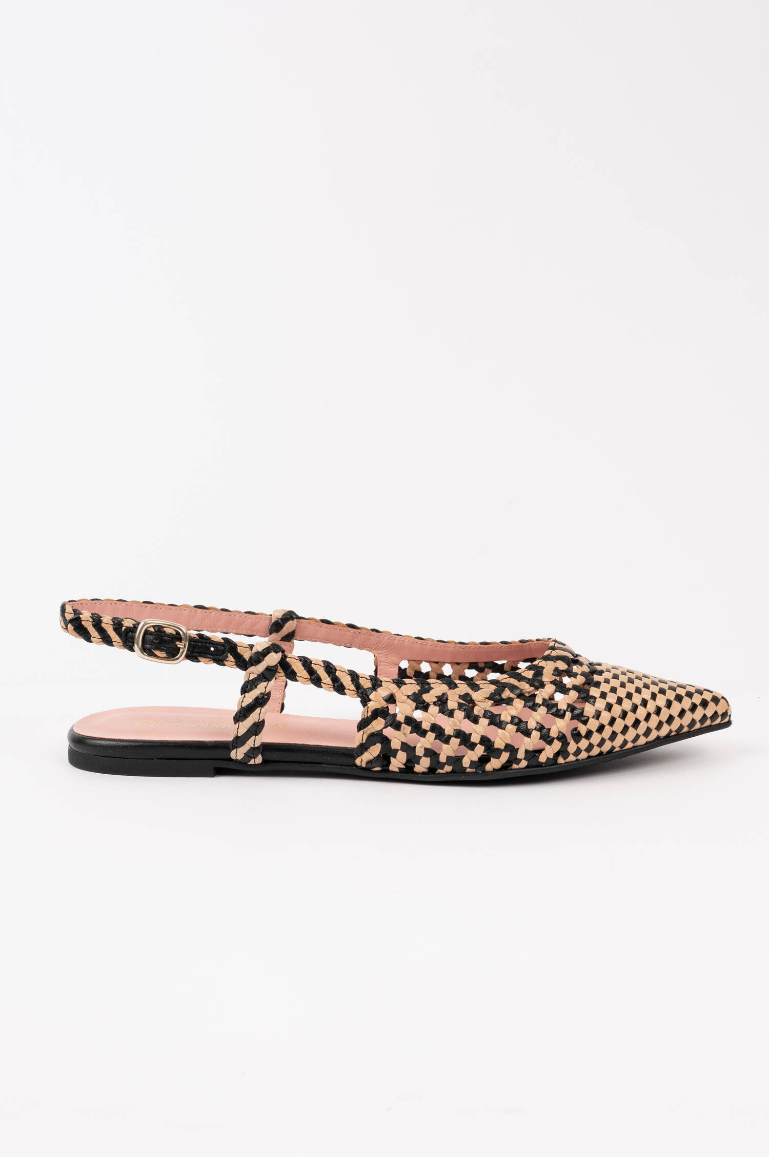 Sling Back Ballerina in Natur/Schwarz Sling Back Ballerina in Natur/Schwarz