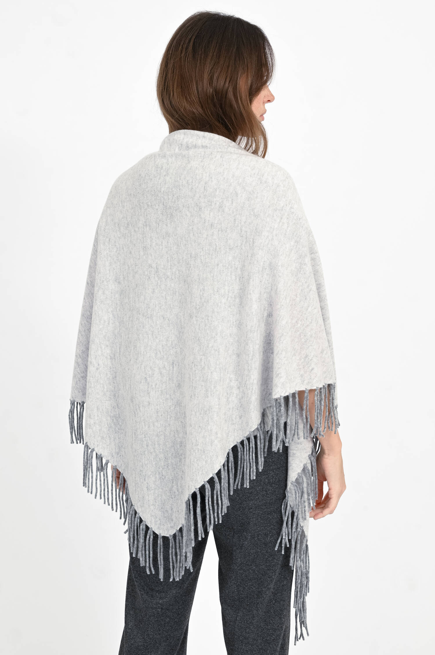 Dreieckstuch mit Fransen in Hellgrau/Dunkelgrau Dreieckstuch mit Fransen in Hellgrau/Dunkelgrau