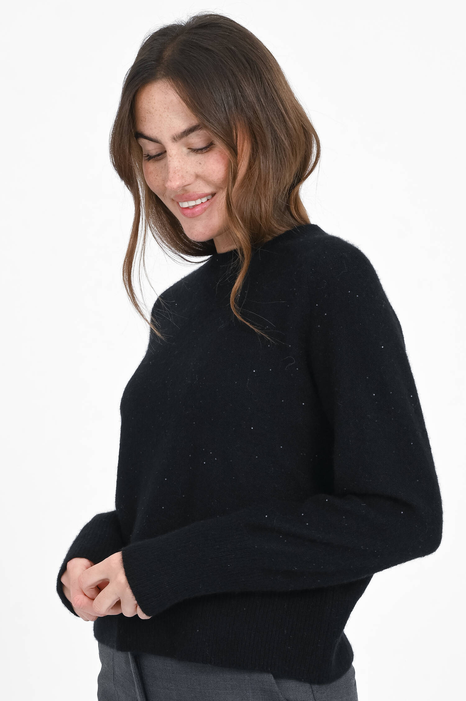 Cashmere-Baumwoll-Mix Pullover in Schwarz