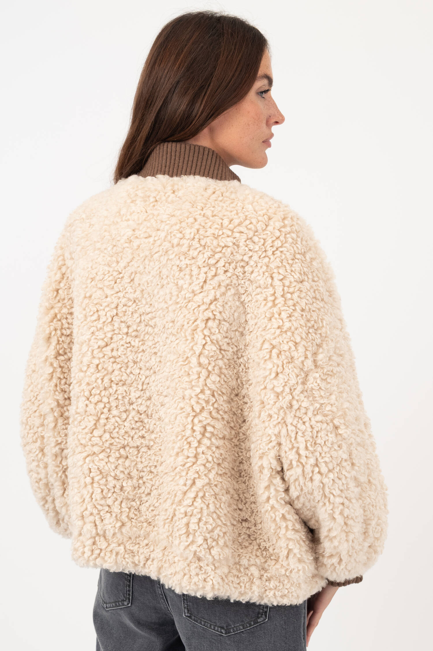 Teddy-Bomberjacke in Beige/Braun Teddy-Bomberjacke in Beige/Braun