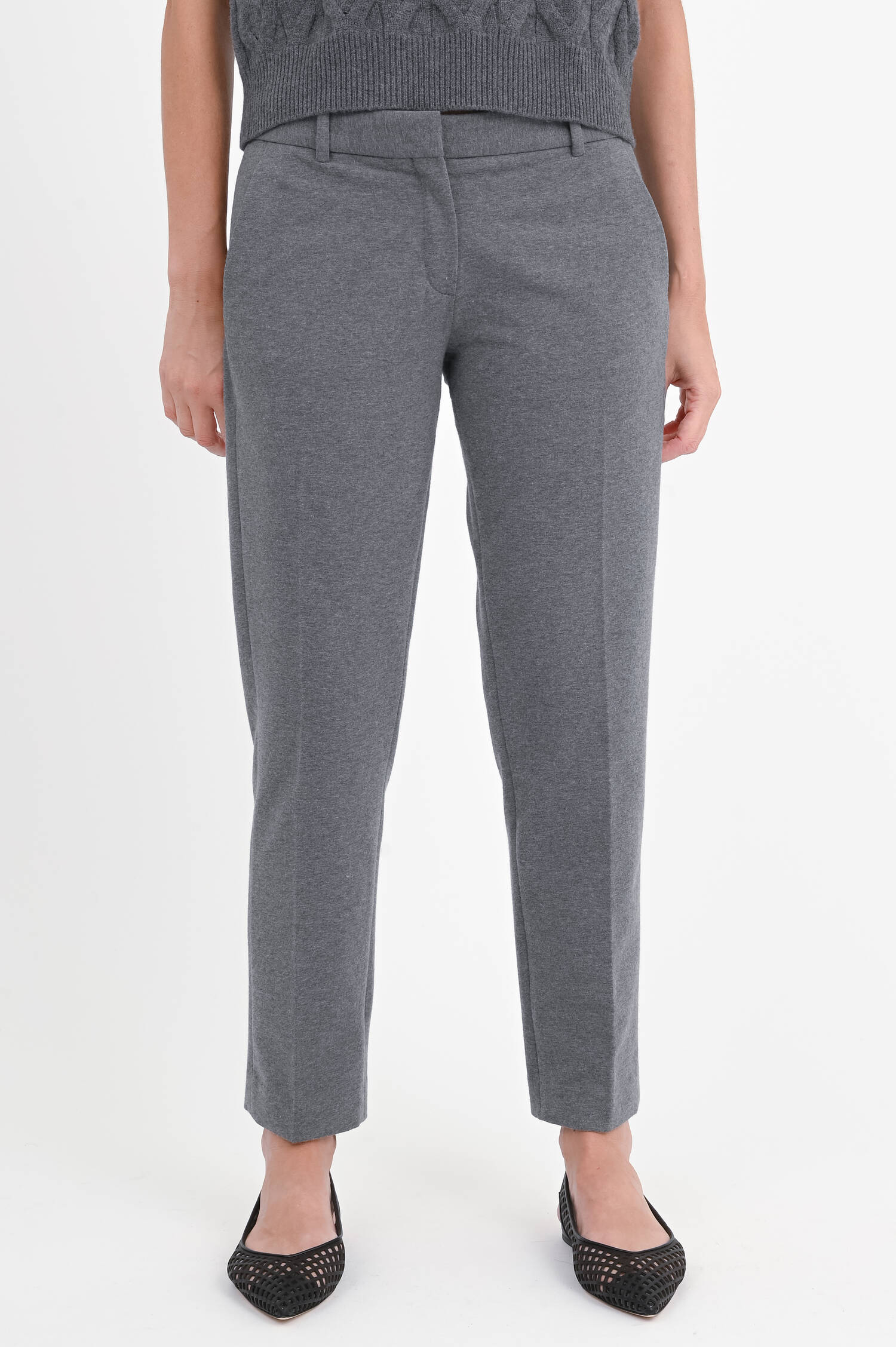 Schmale Hose aus Baumwoll-Mix in Light Gray