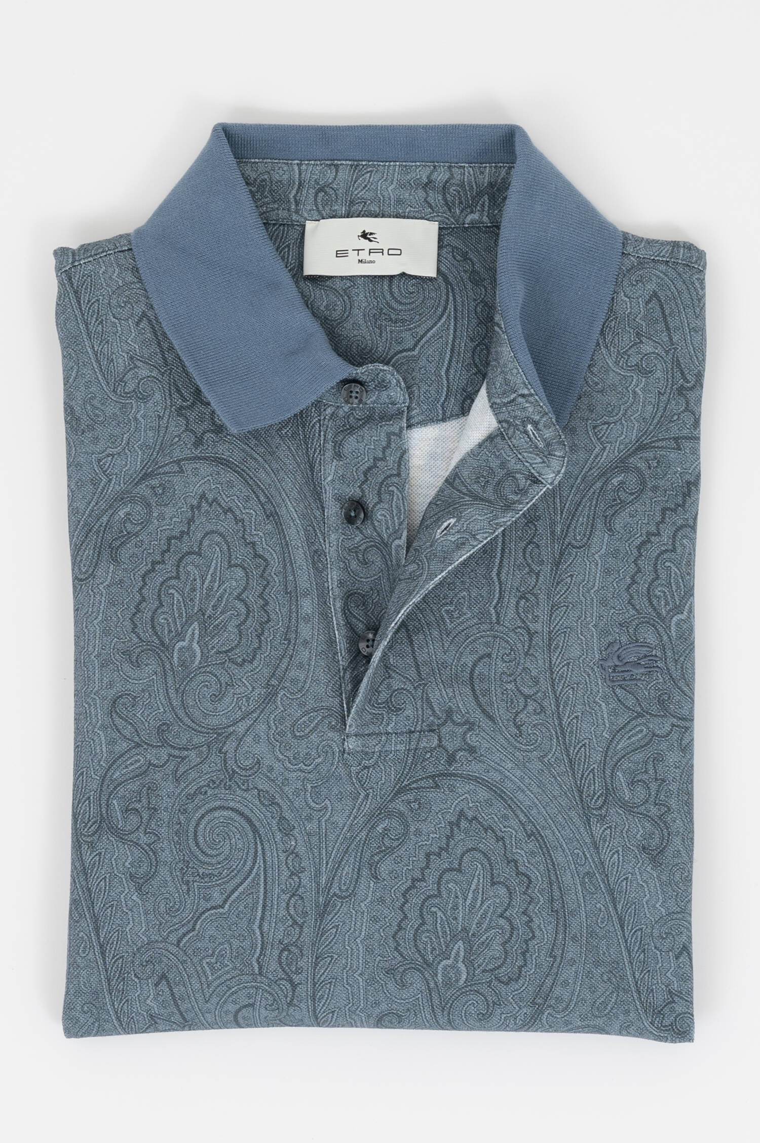 Polo-Shirt mit Paisley Muster in Hellblau