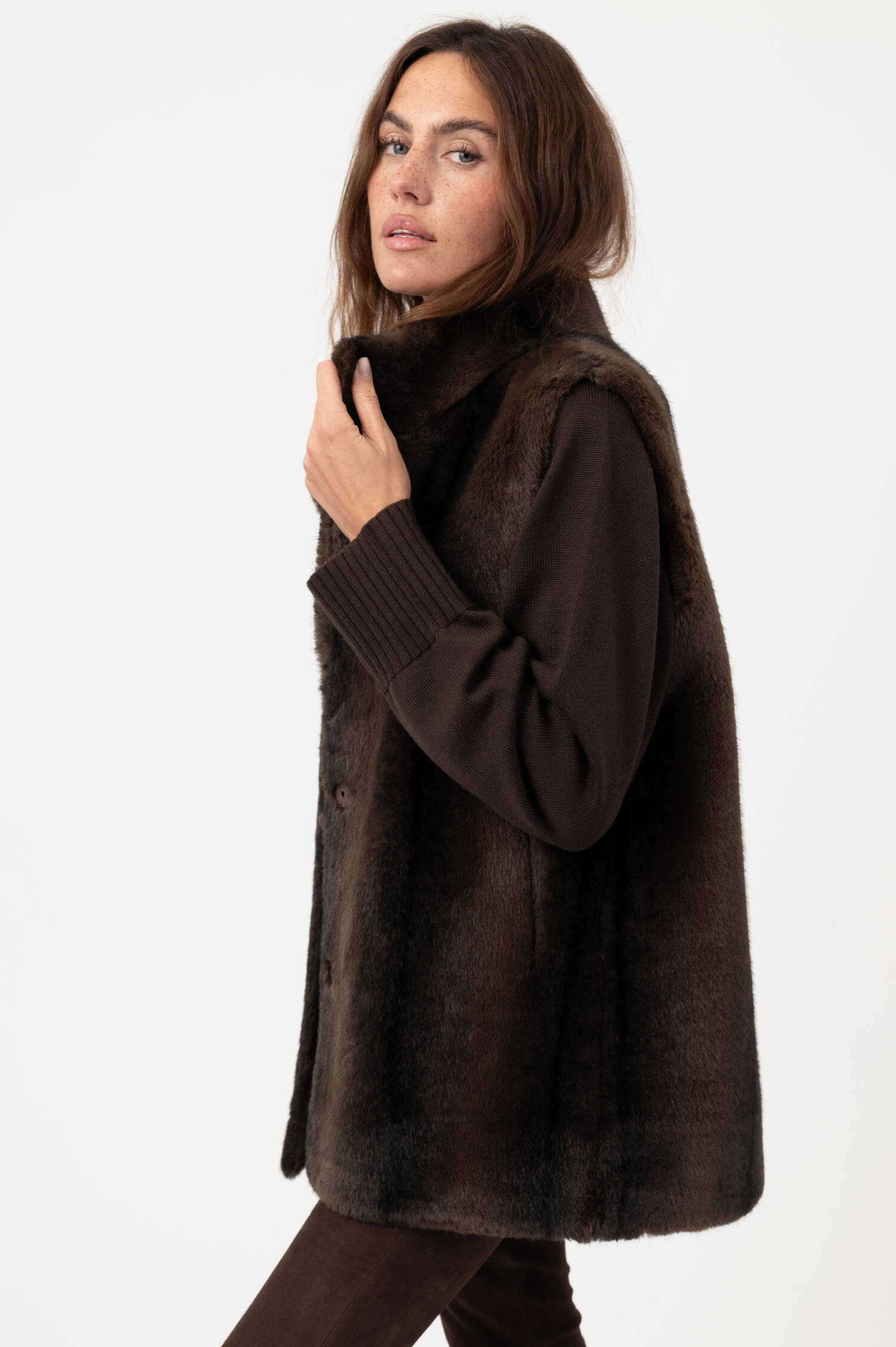 Faux-Fur-Gilet FIFI in Braun Faux-Fur-Gilet FIFI in Braun