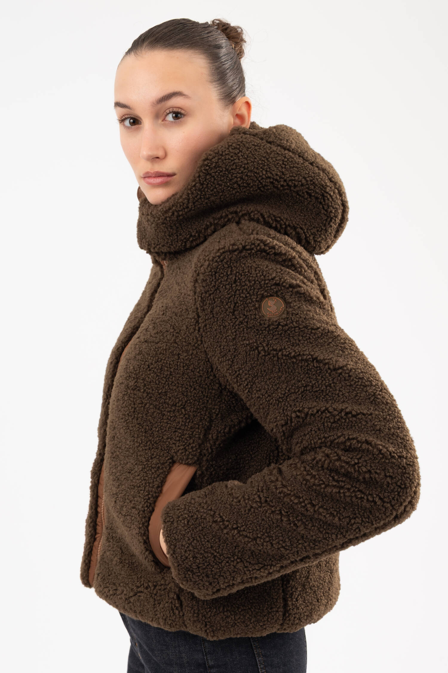 Teddy-Jacke mit Kapuze in Braun Teddy-Jacke mit Kapuze in Braun