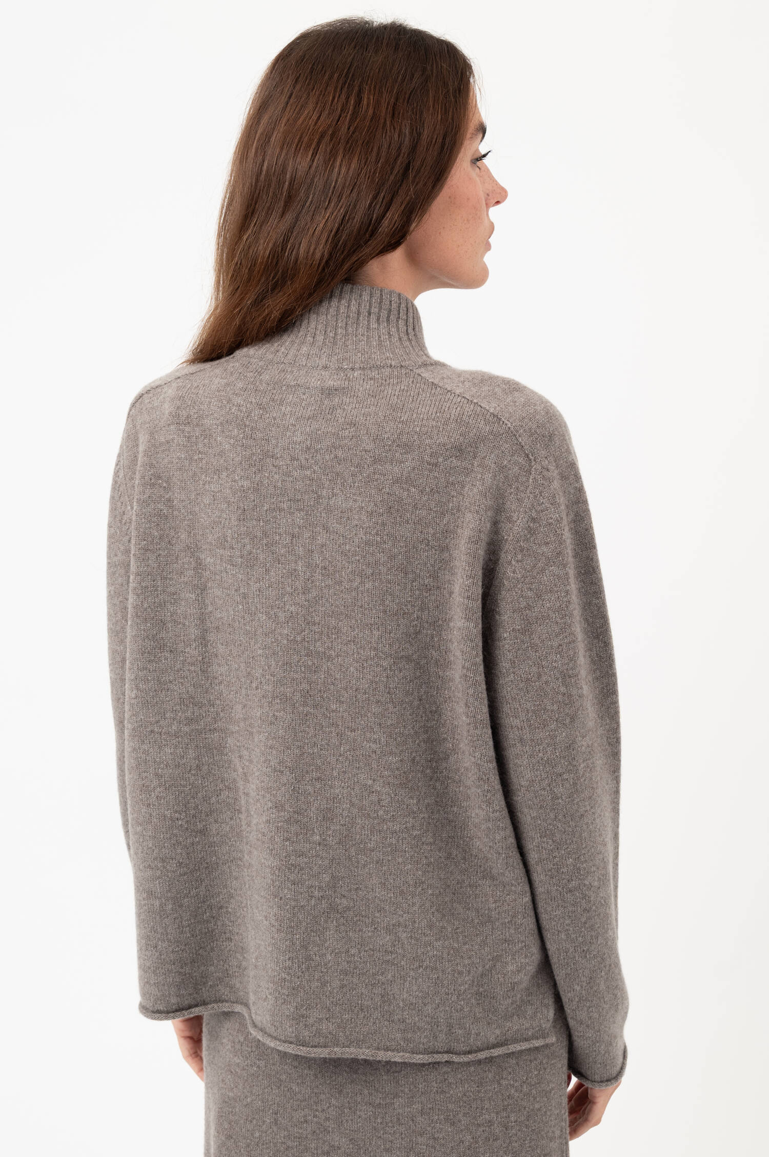 Woll-Cardigan in Taupe meliert