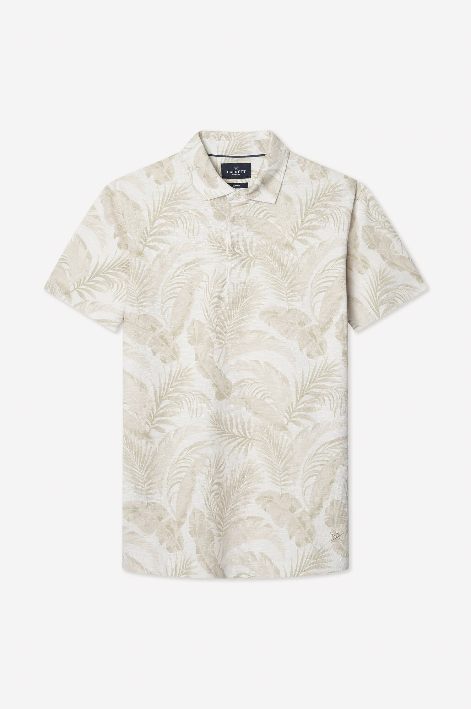 Poloshirt mit Plamen-Print in Beige/Weiß Poloshirt mit Plamen-Print in Beige/Weiß