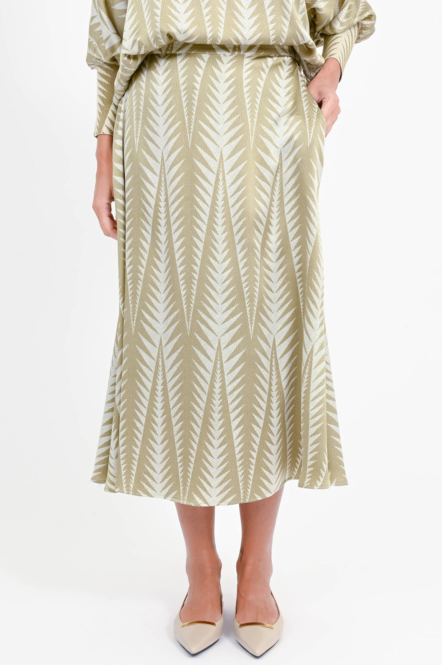 Seidenrock in Pistaziengrün/Weiß Seidenrock in Pistaziengrün/Weiß