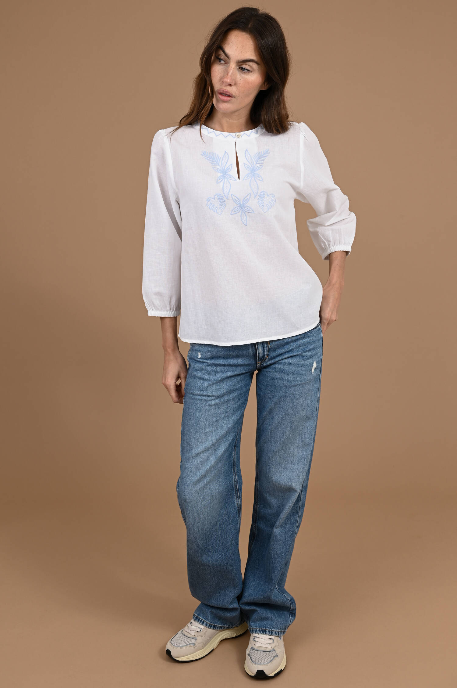 Bluse RIO in Weiß/Blau