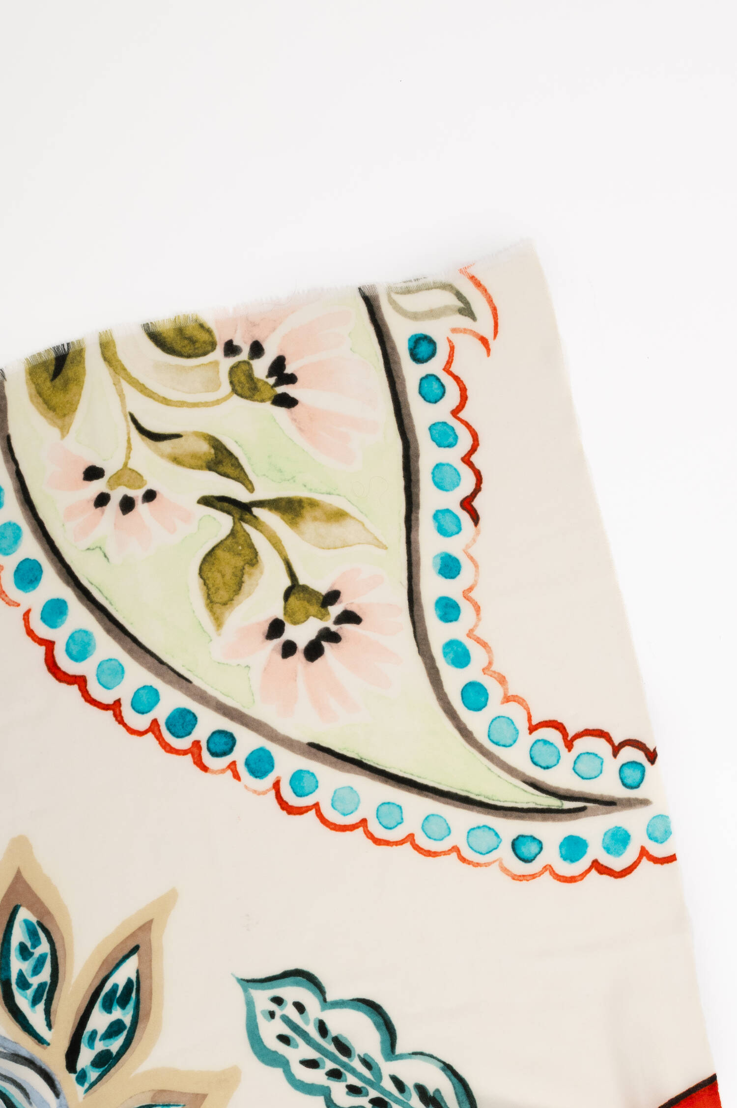 Wolltuch mit Floralem Print in Weiß/Multicolor