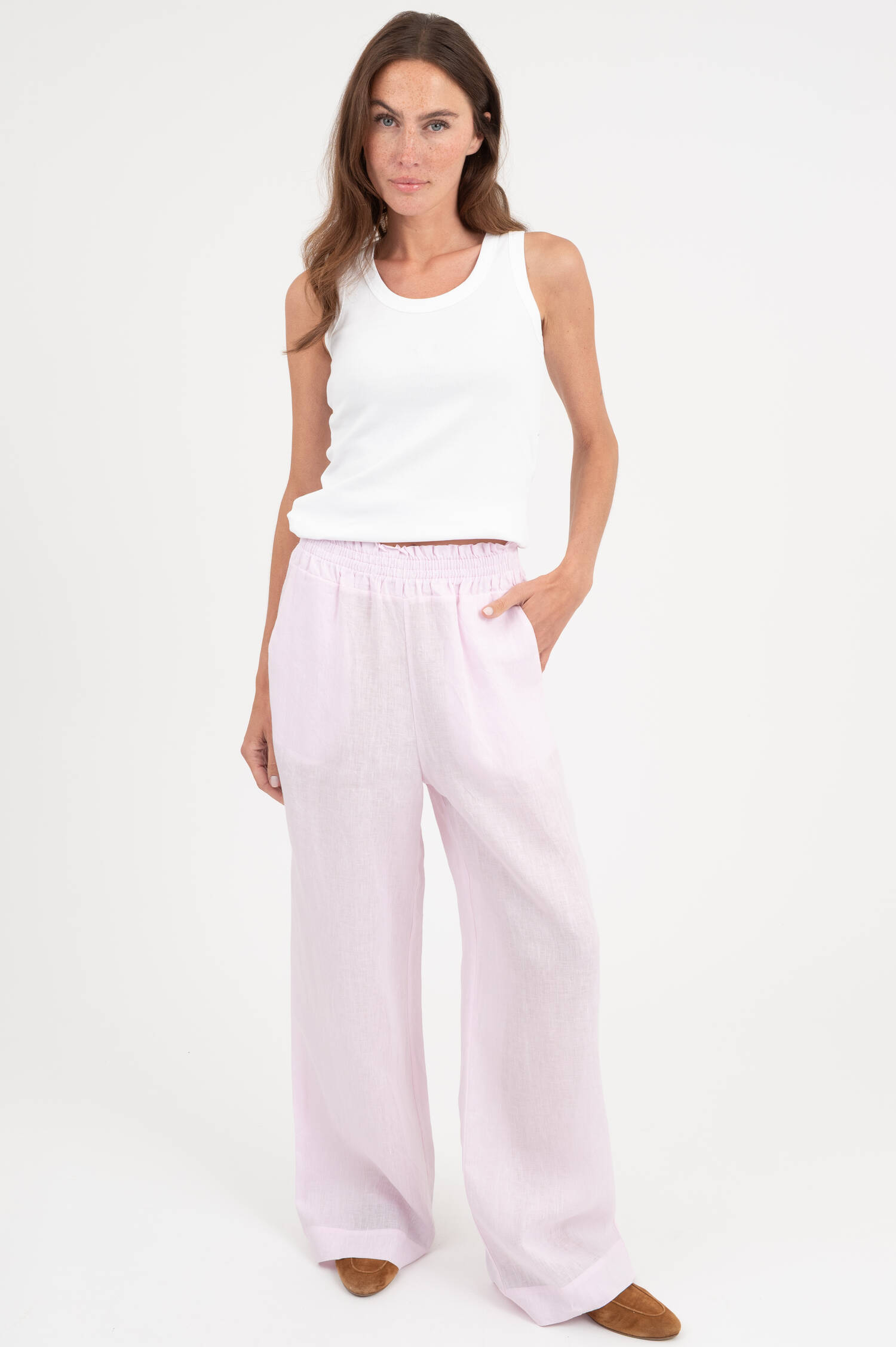 Schlupfhose FRAN aus Leinen in Rosa