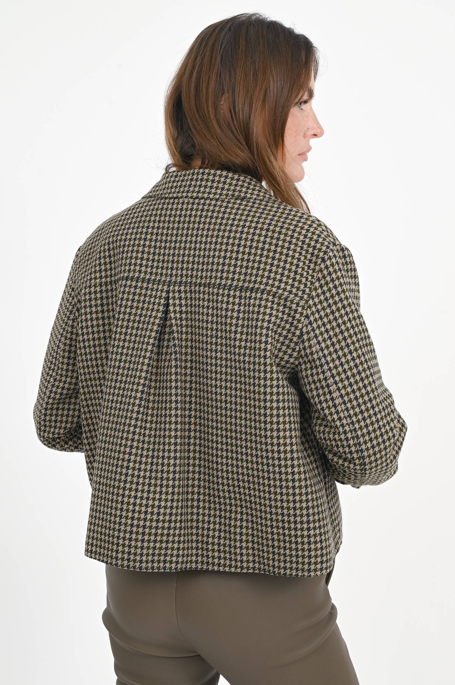 Hahnentritt-Jacke in Khaki/Taupe/Navy