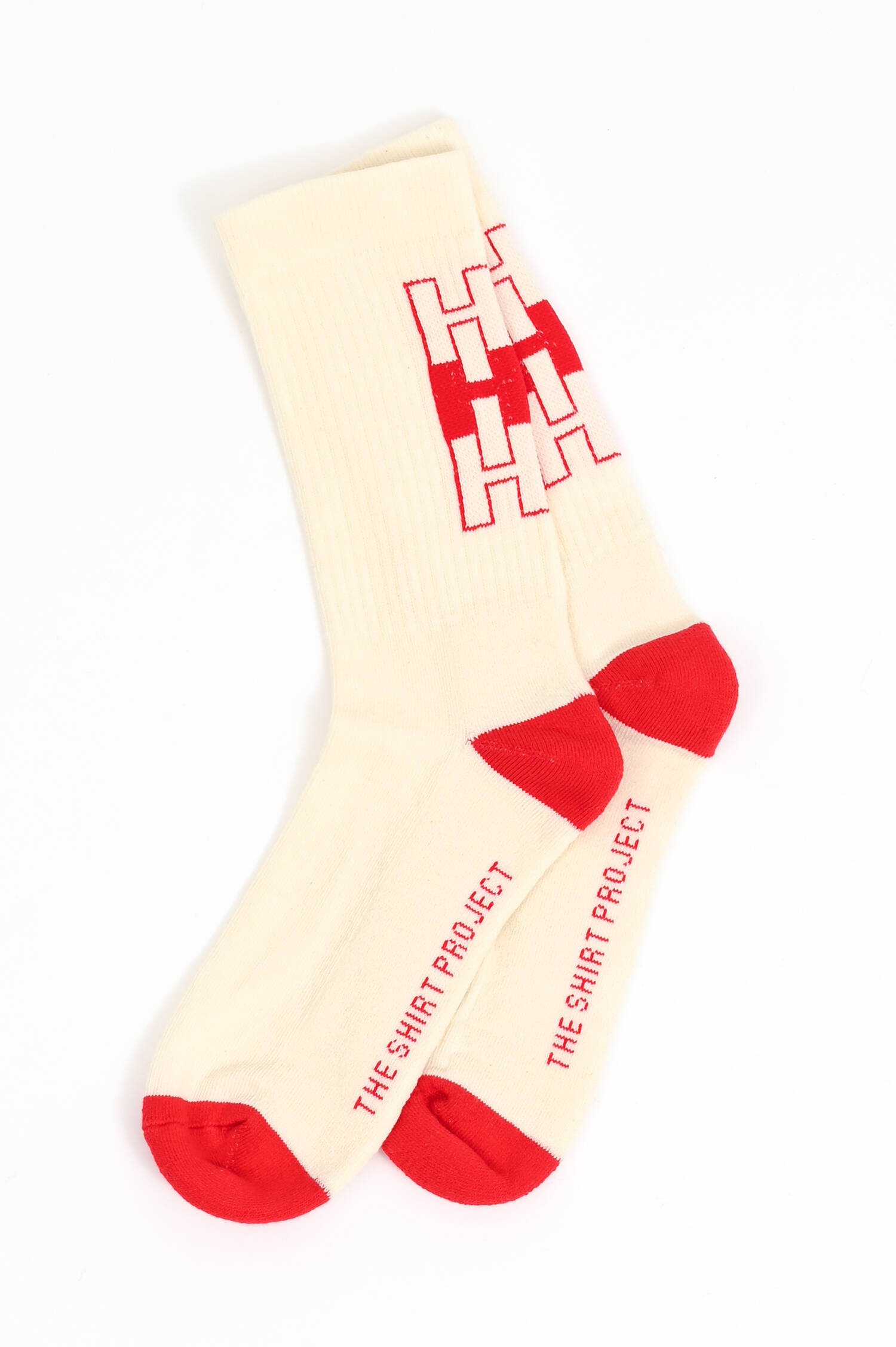 Hohe Socken HOHOHO in Creme/Rot Hohe Socken HOHOHO in Creme/Rot