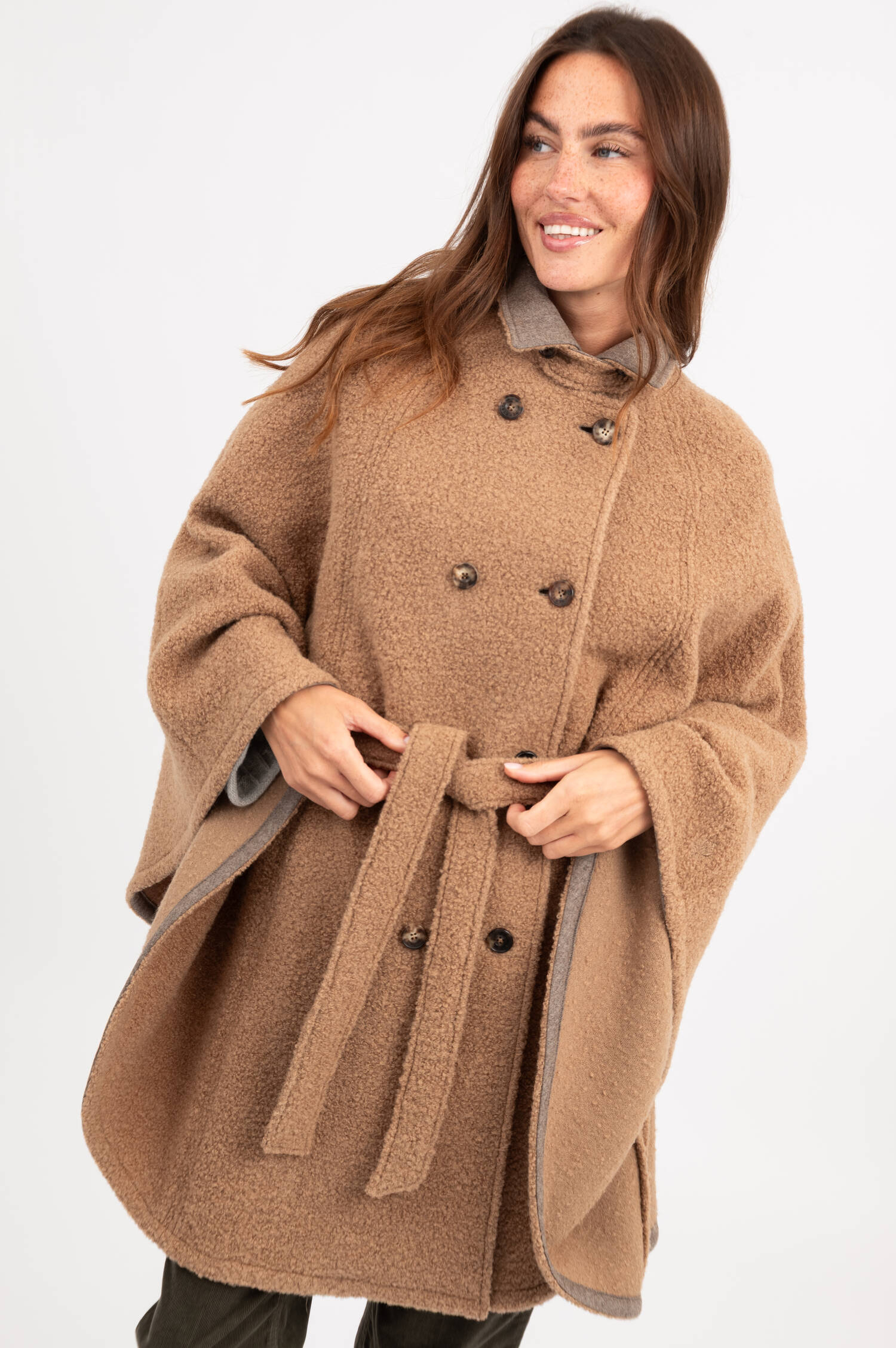 Woll-Poncho FRANZISKA in Braun