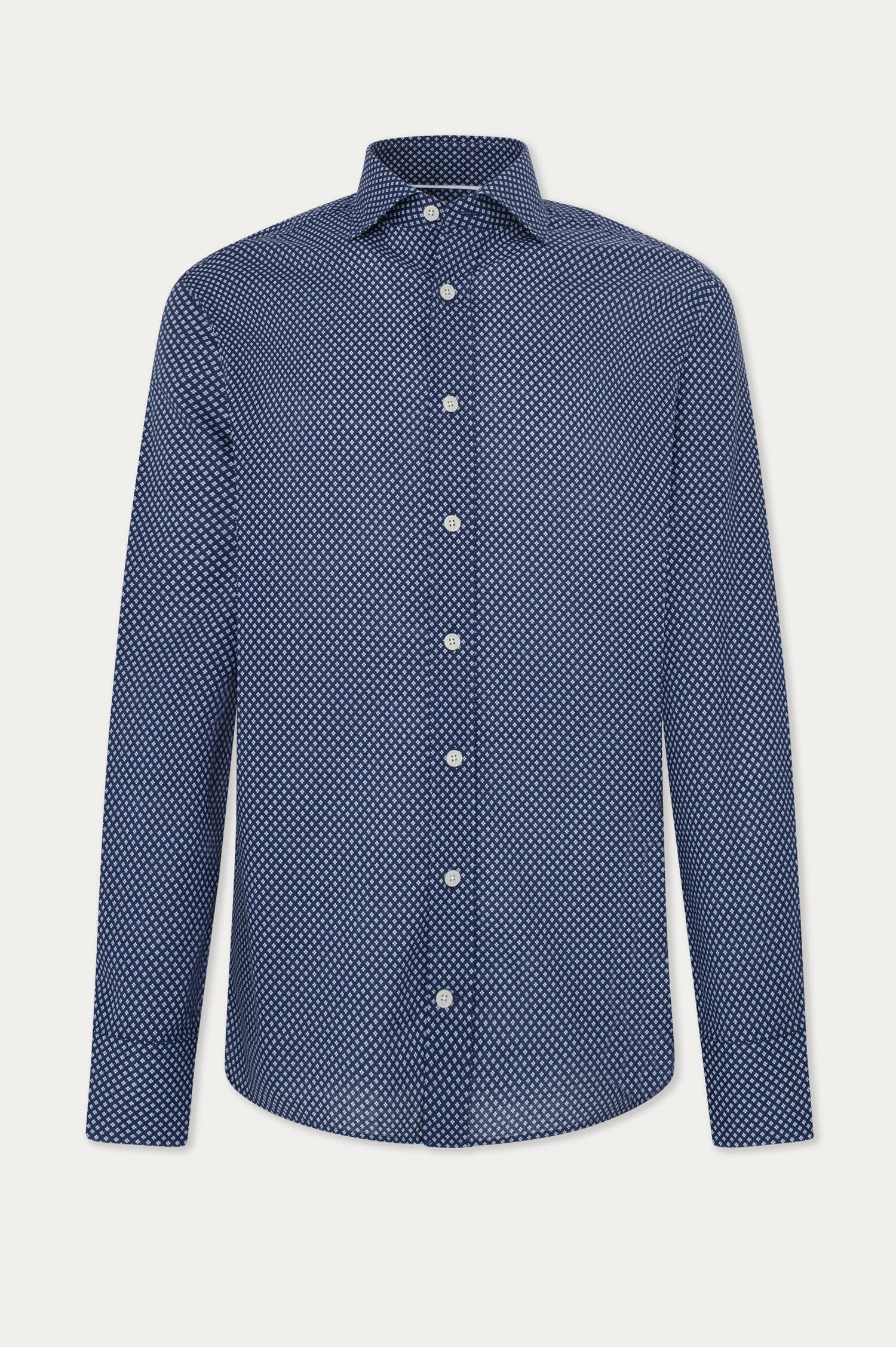 Baumwollhemd mit Blumendruck Blau/Weiß Baumwollhemd mit Blumendruck Blau/Weiß