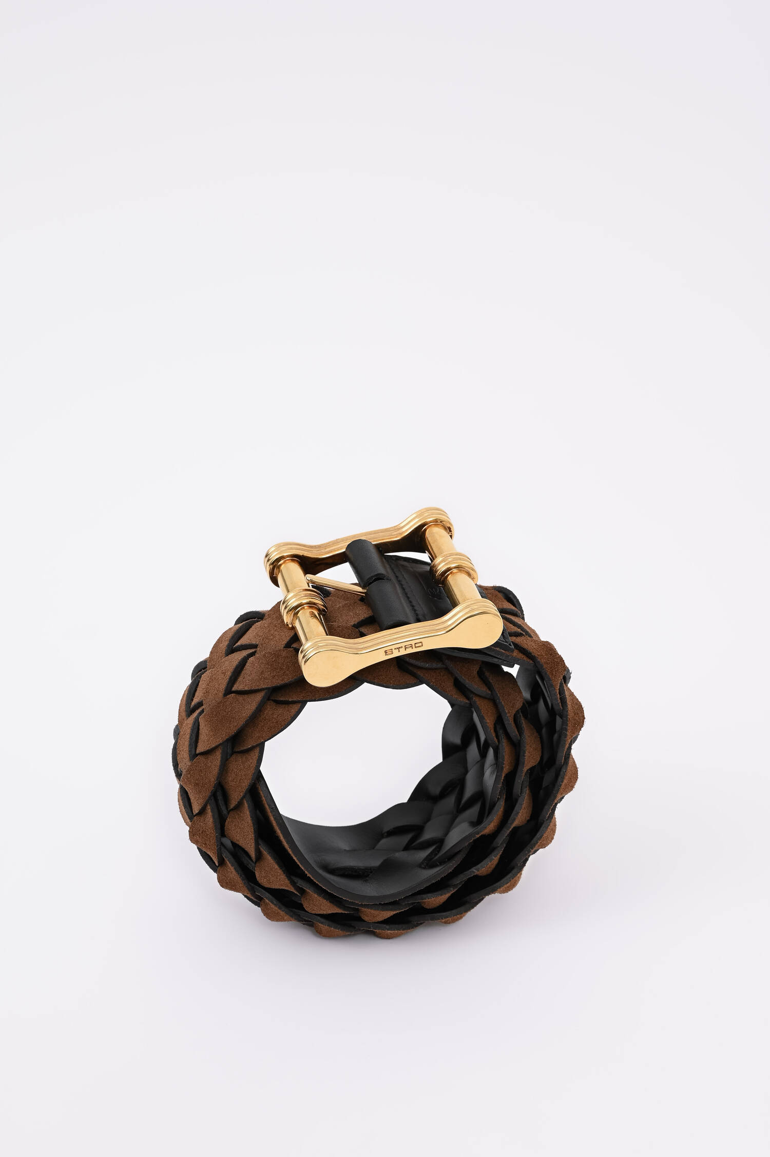Geflochtener Ledergürtel in Cognac-Braun/Schwarz