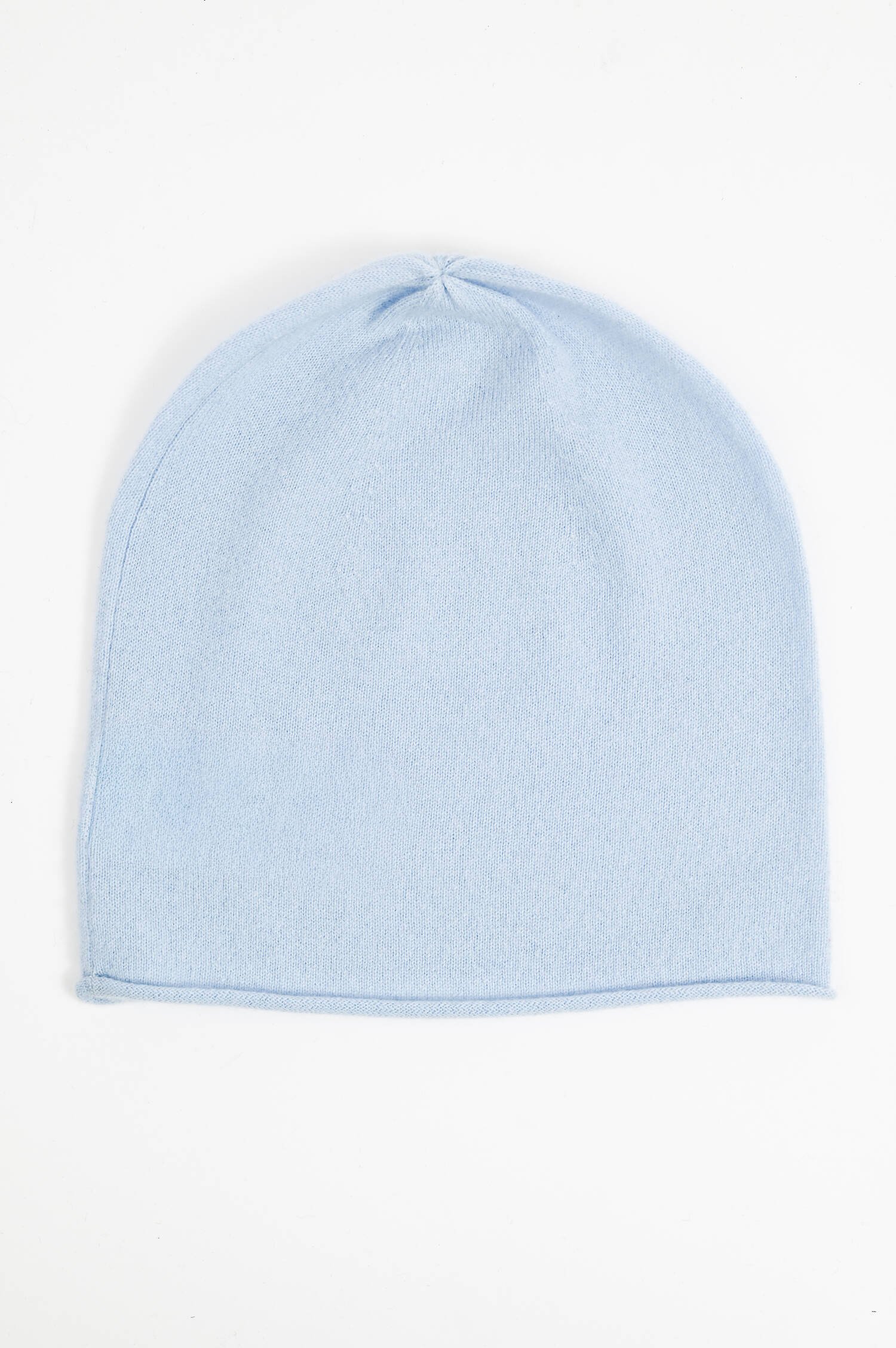 Feinstrick-Mütze mit Rollsaum in Hellblau Feinstrick-Mütze mit Rollsaum in Hellblau