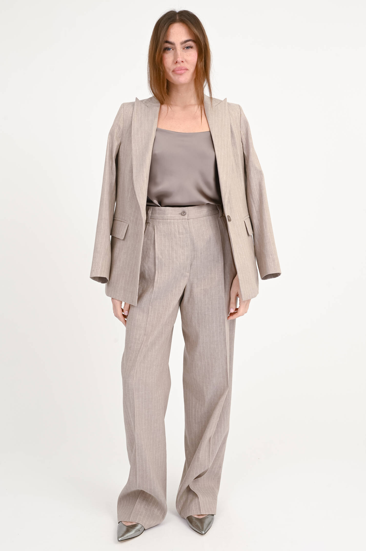 Hose mit Nadelstreifen in Chantilly/Gold