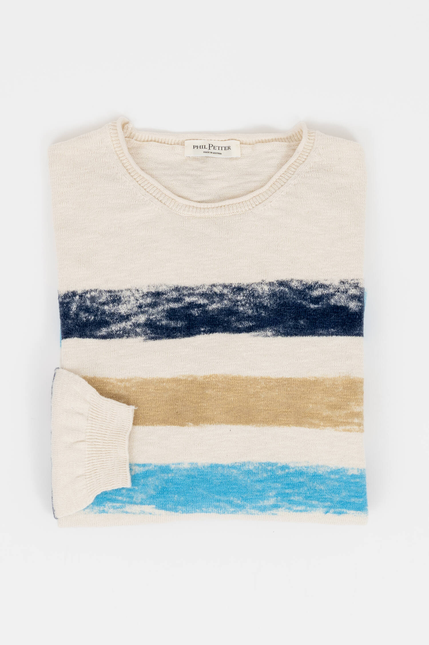 Strickpullover mit Streifen in Natur