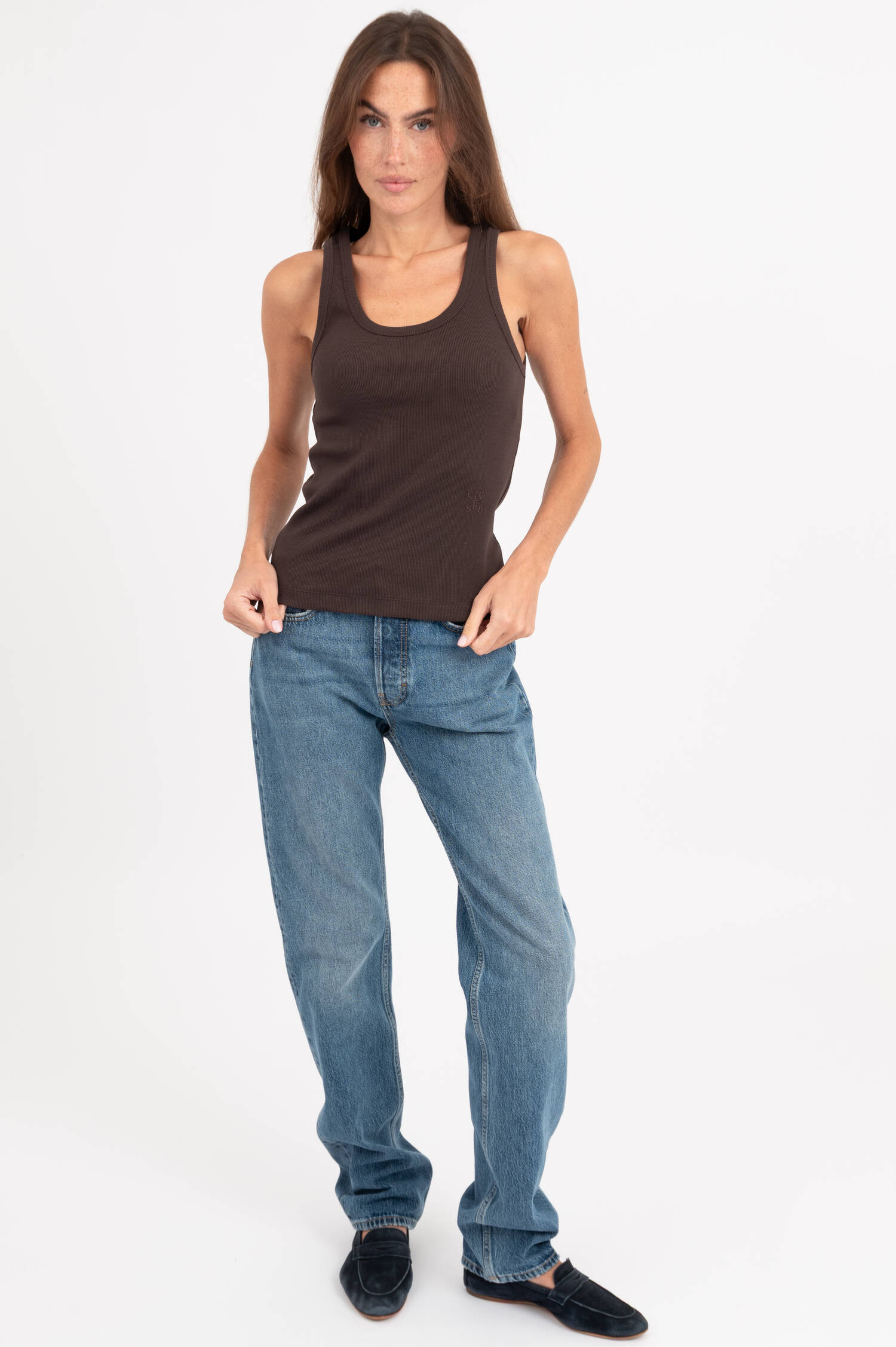 Tanktop mit Stretchanteil in Braun Tanktop mit Stretchanteil in Braun