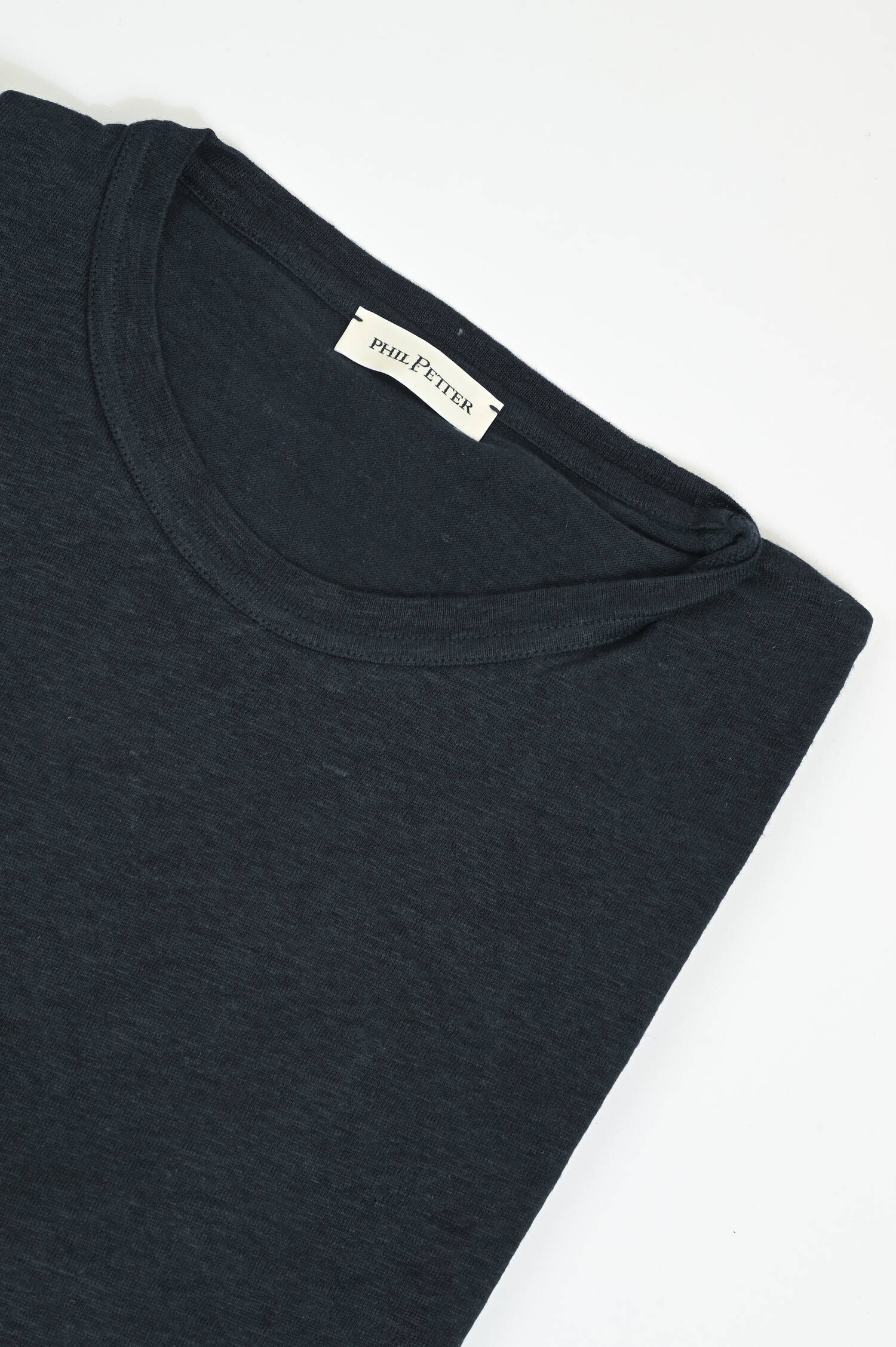 Kurzarm-Shirt aus Leinen in Navy