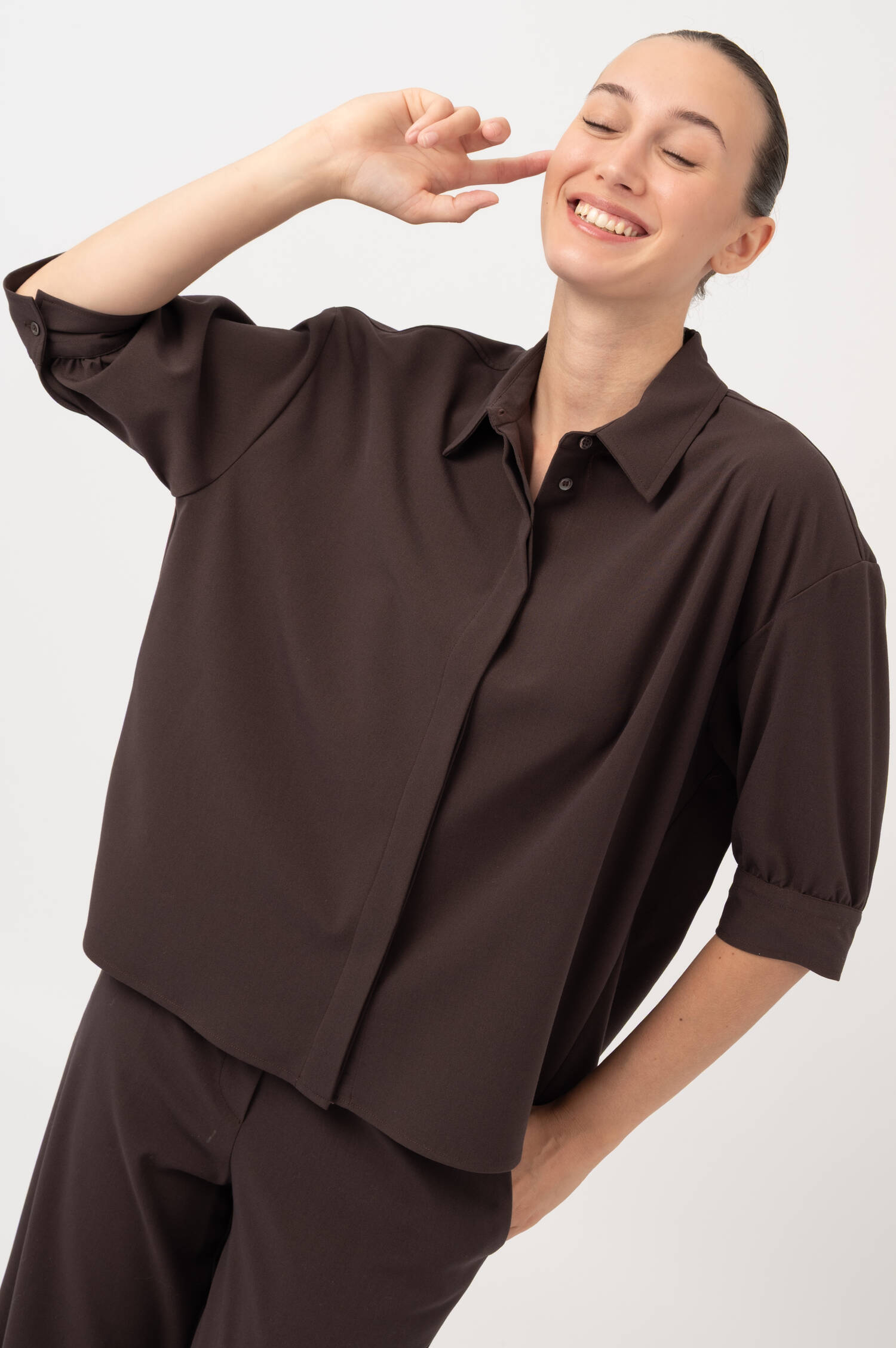 Dreiviertelarm Bluse in Braun Dreiviertelarm Bluse in Braun