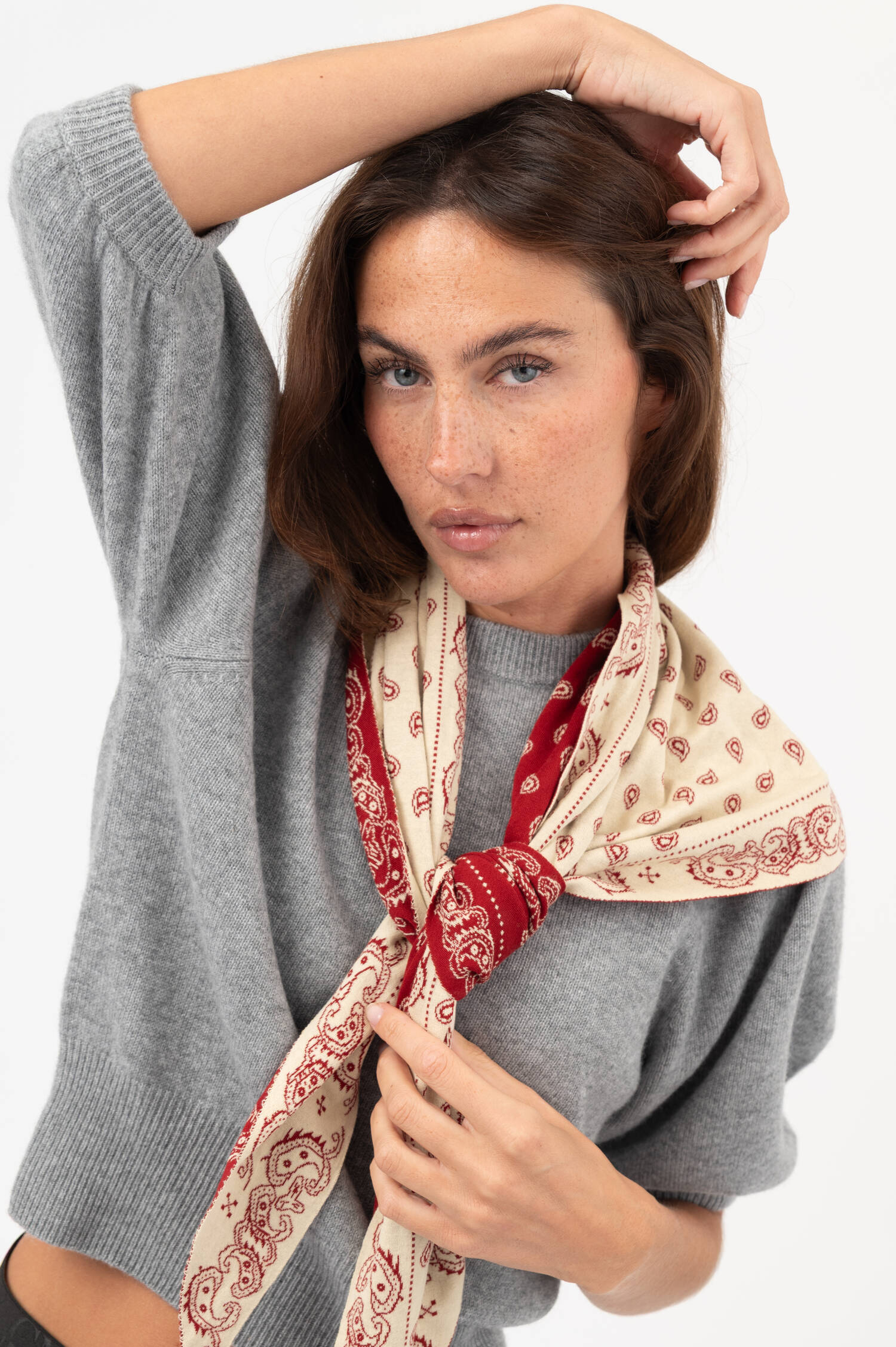Paisley Dreieckstuch in Rot/Beige