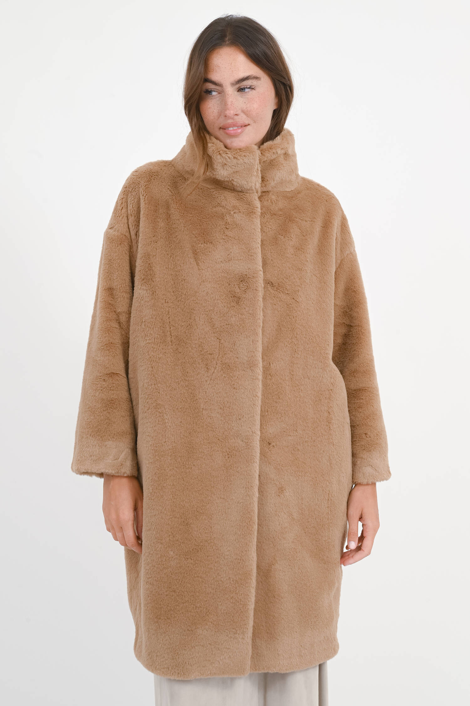 Faux Fur Mantel in Camel Faux Fur Mantel in Camel