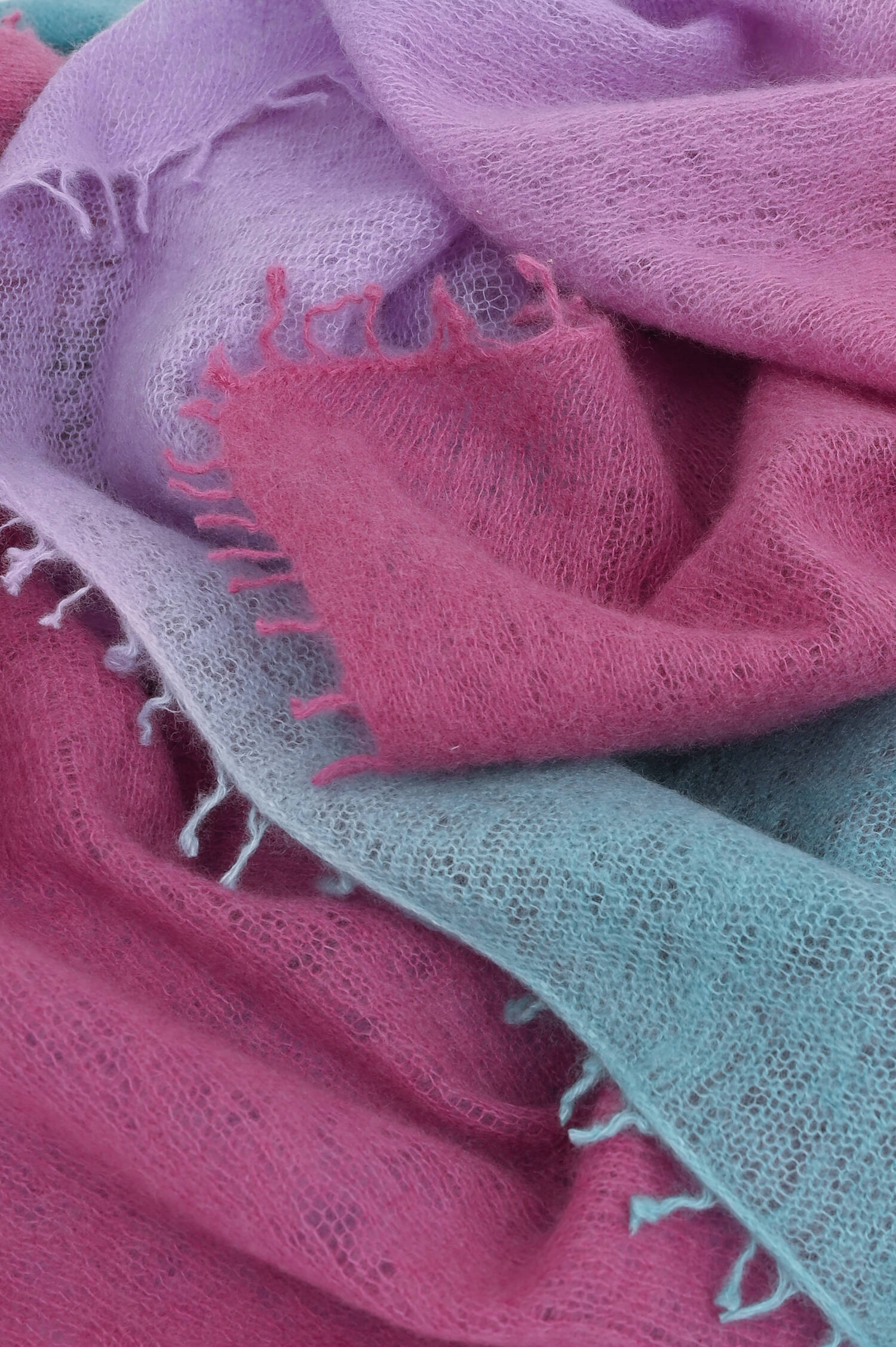 Cashmere-Schal in Ombré-Lila/Türkis/Koralle Cashmere-Schal in Ombré-Lila/Türkis/Koralle