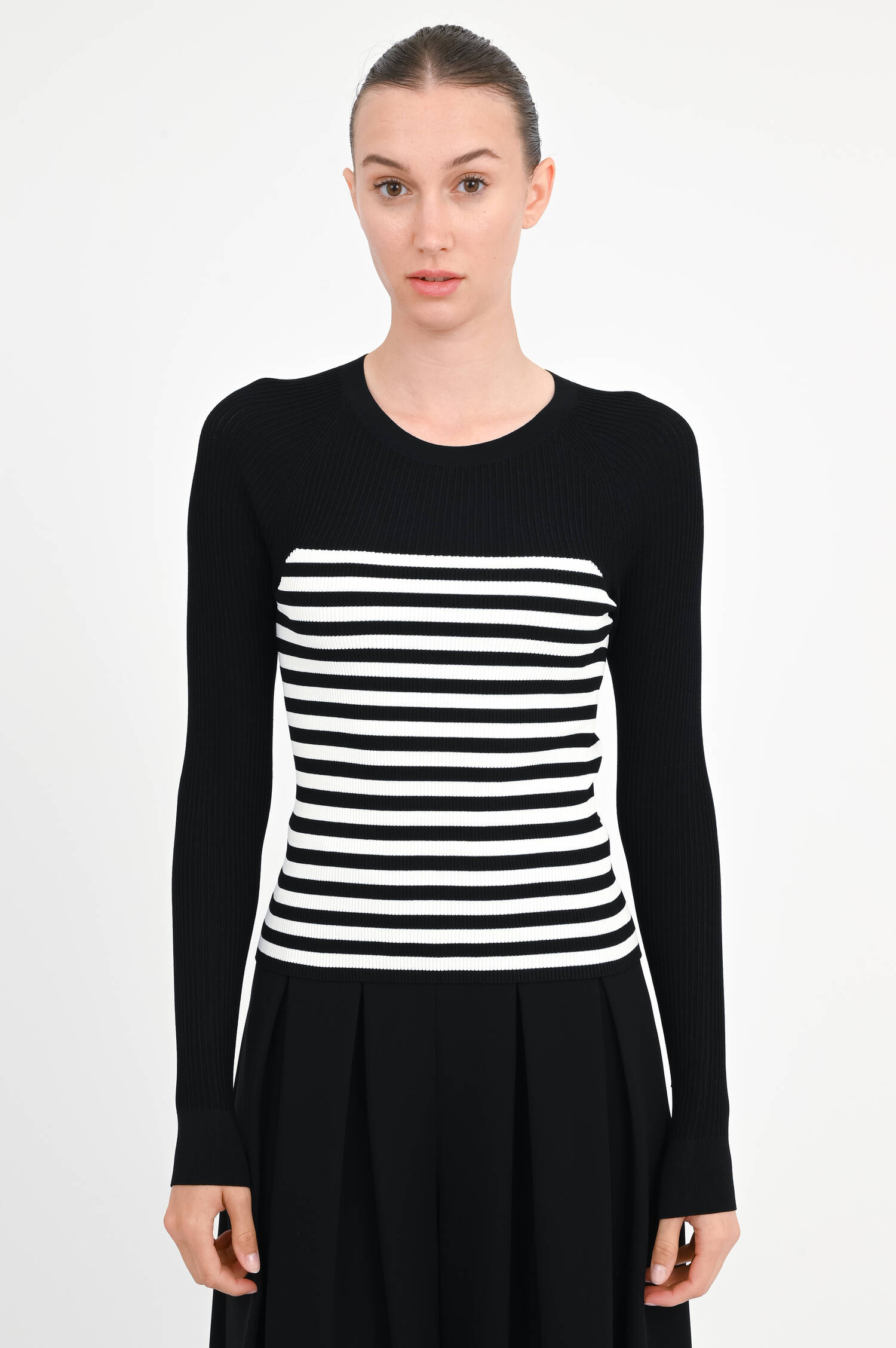 Gestreifter Pullover BRAISE in Schwarz/Weiß